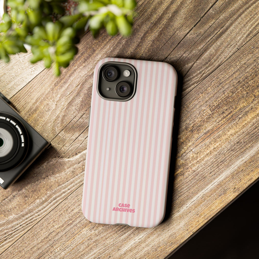 Pink Pastel Stripe Tough Phone Case — Protective iPhone Cover