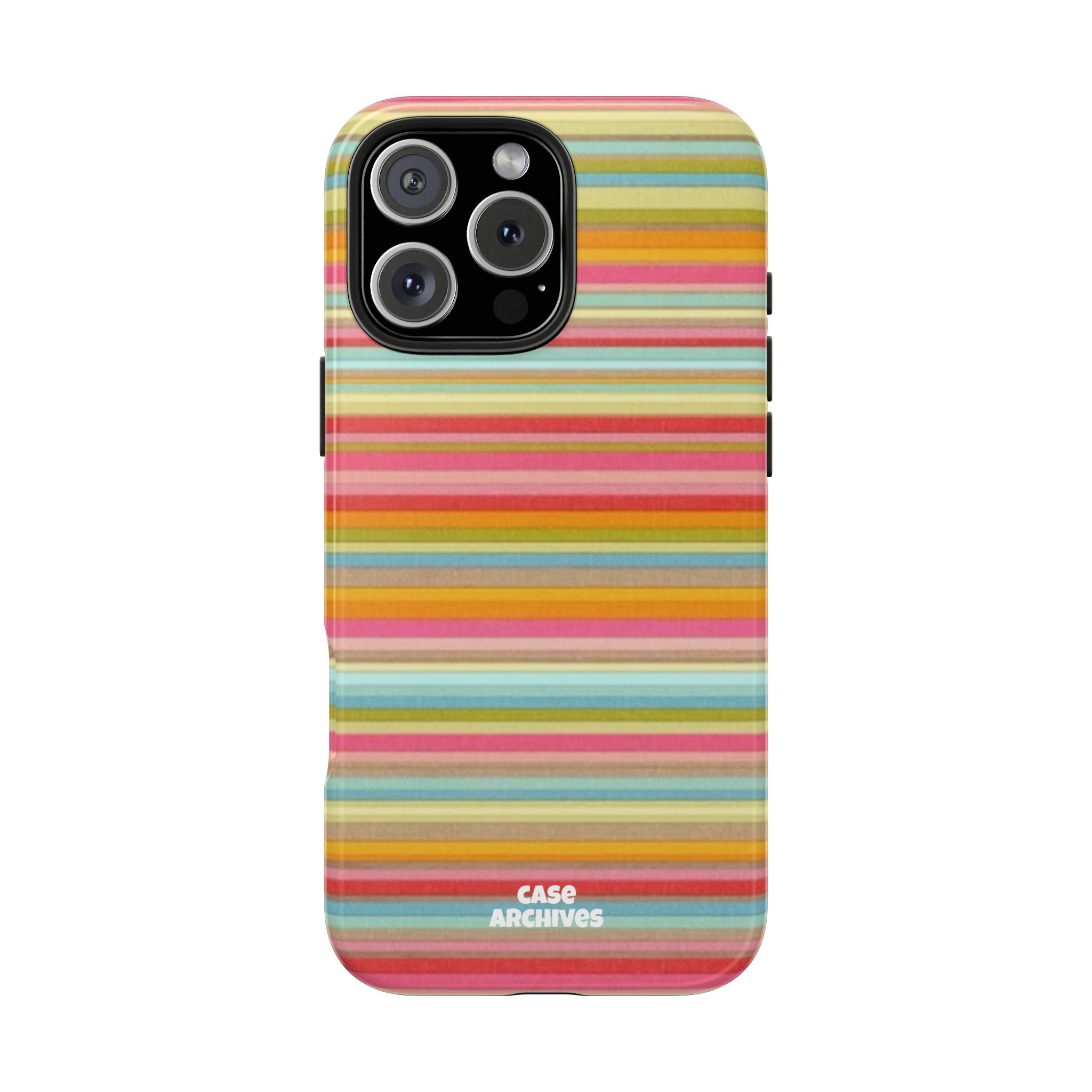 Tough Phone Case — Colorful Retro Striped Protective Cover