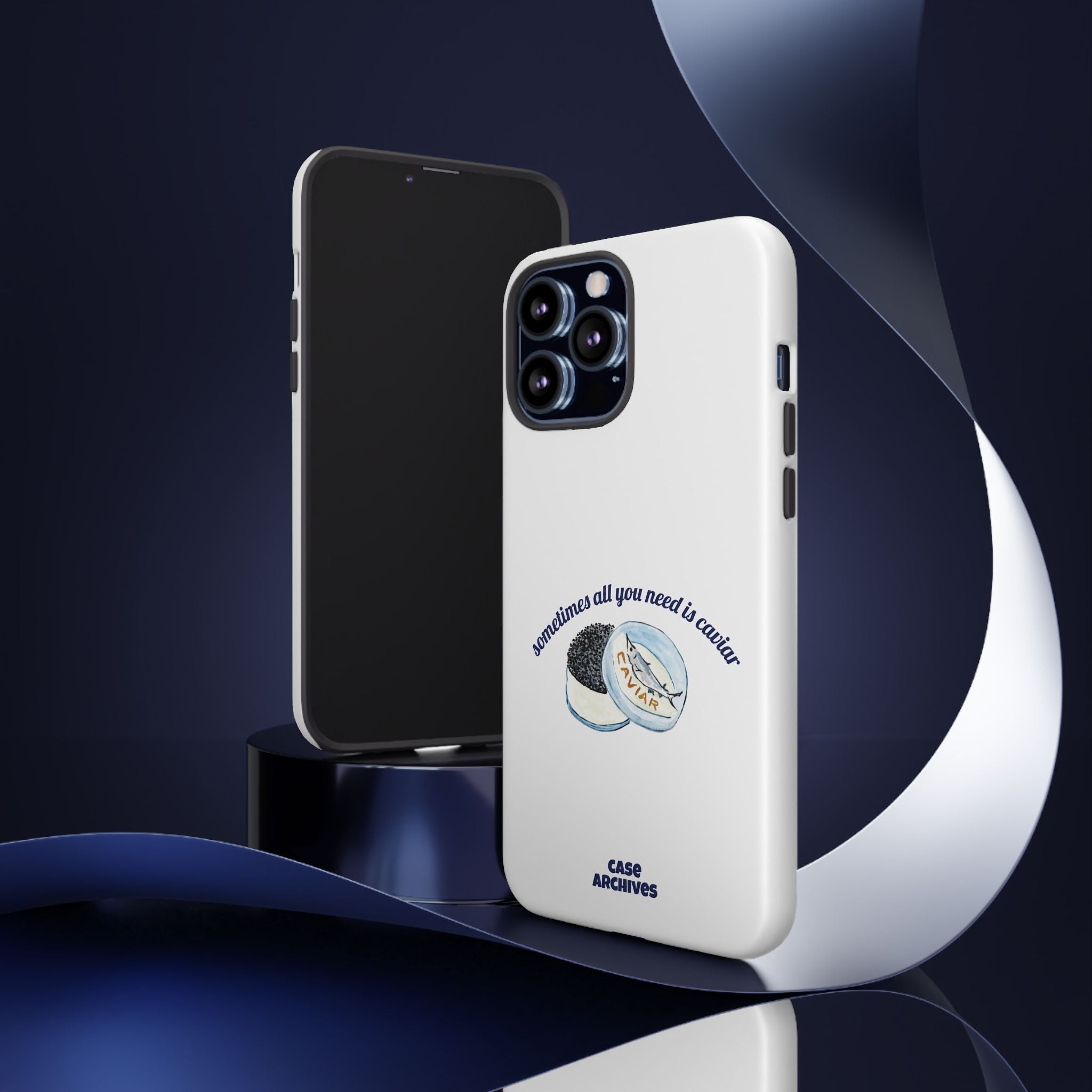 Caviar Illustration Phone Case — "sometimes all you need is caviar" Protective Hard Case