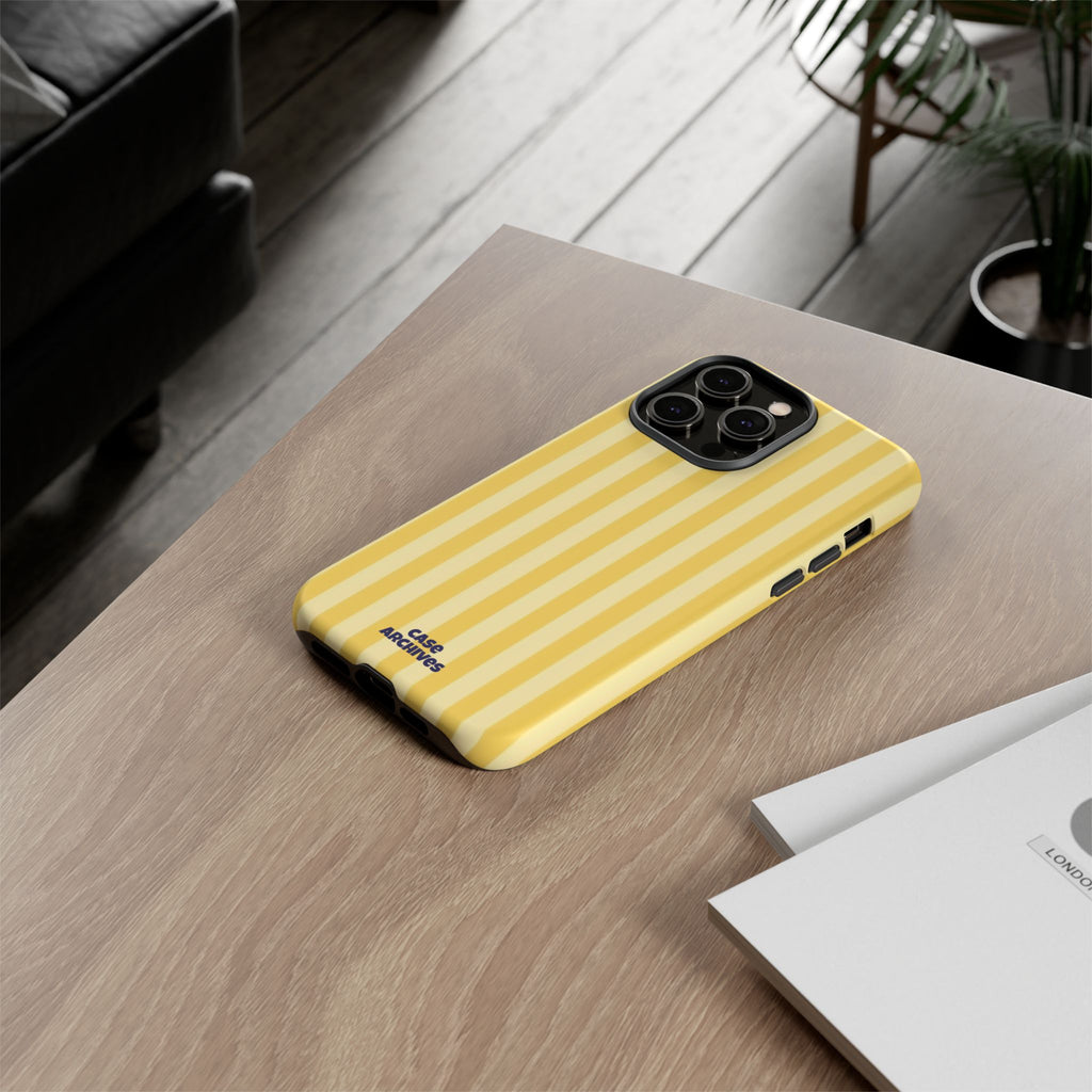 Yellow Striped Tough Phone Case – Durable Protective Cover (Case Archives)