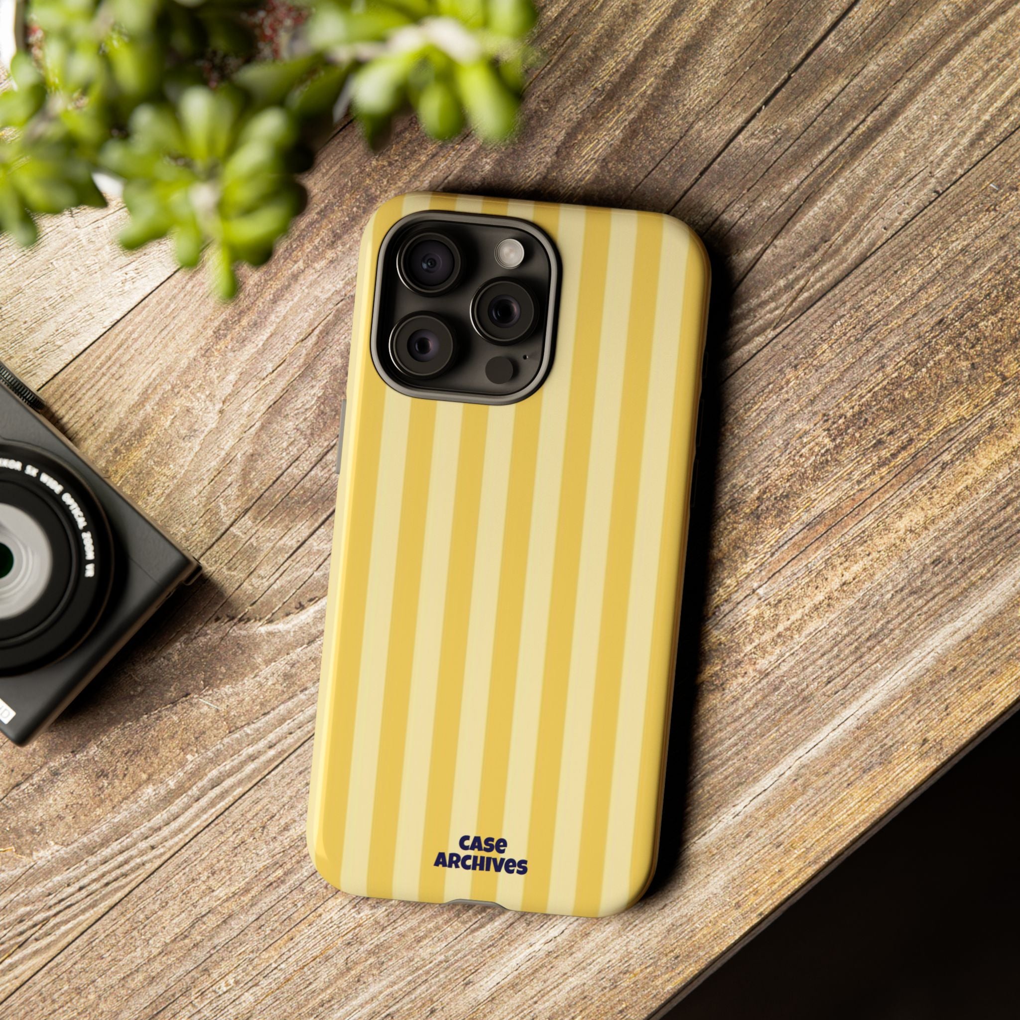 Yellow Striped Tough Phone Case – Durable Protective Cover (Case Archives)