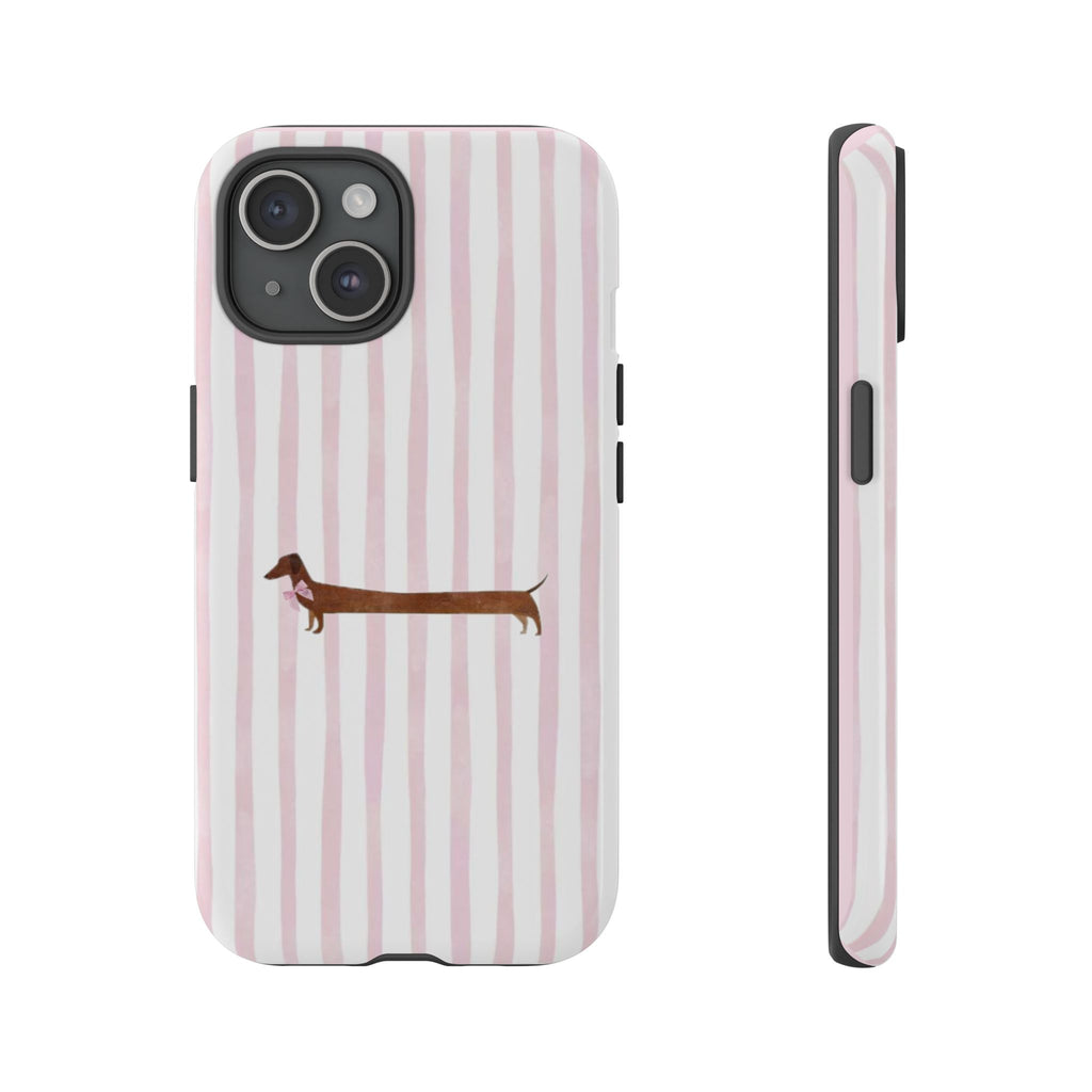 Dachshund Stripe Phone Case — Cute Pink Wiener Dog Protective Case