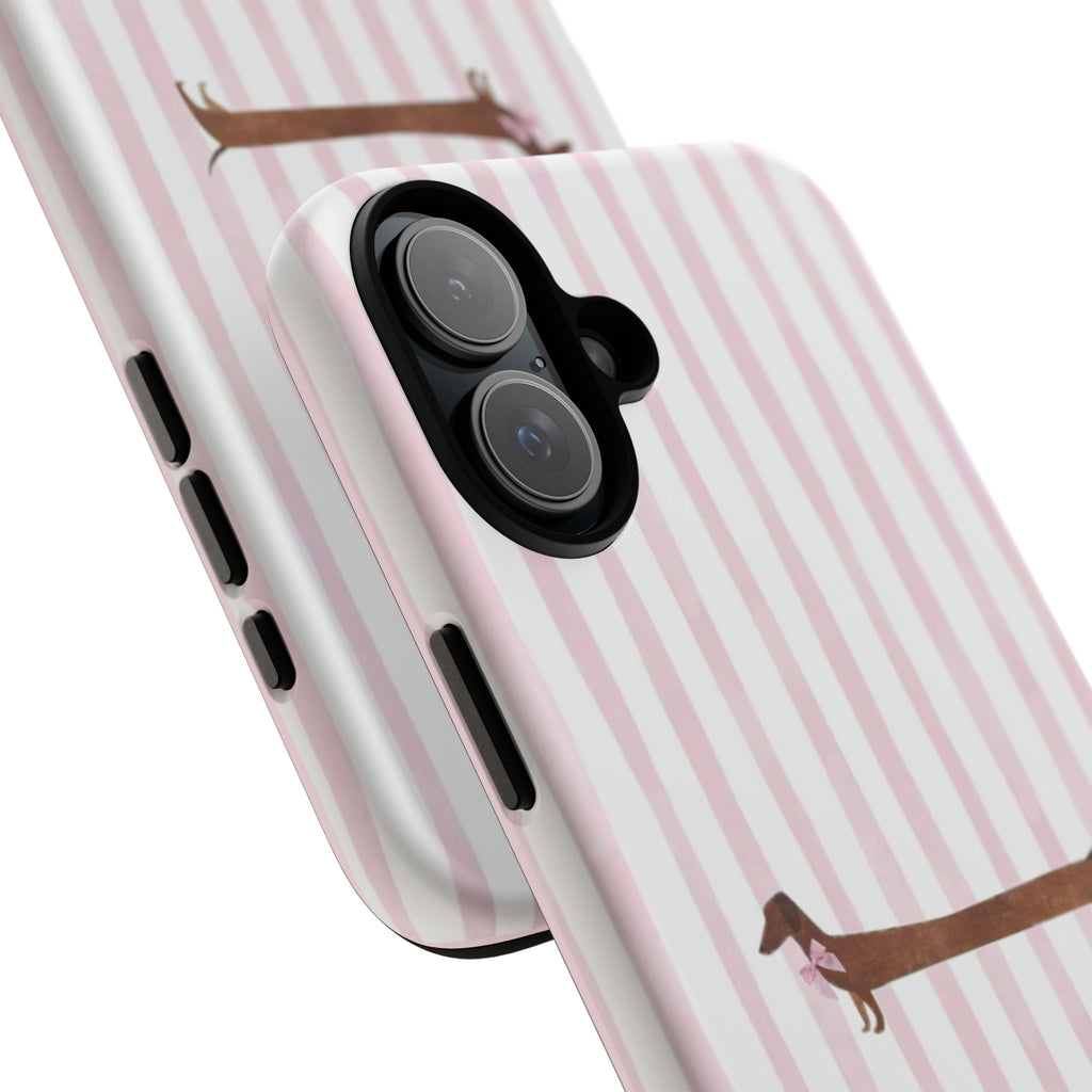 Dachshund Stripe Phone Case — Cute Pink Wiener Dog Protective Case
