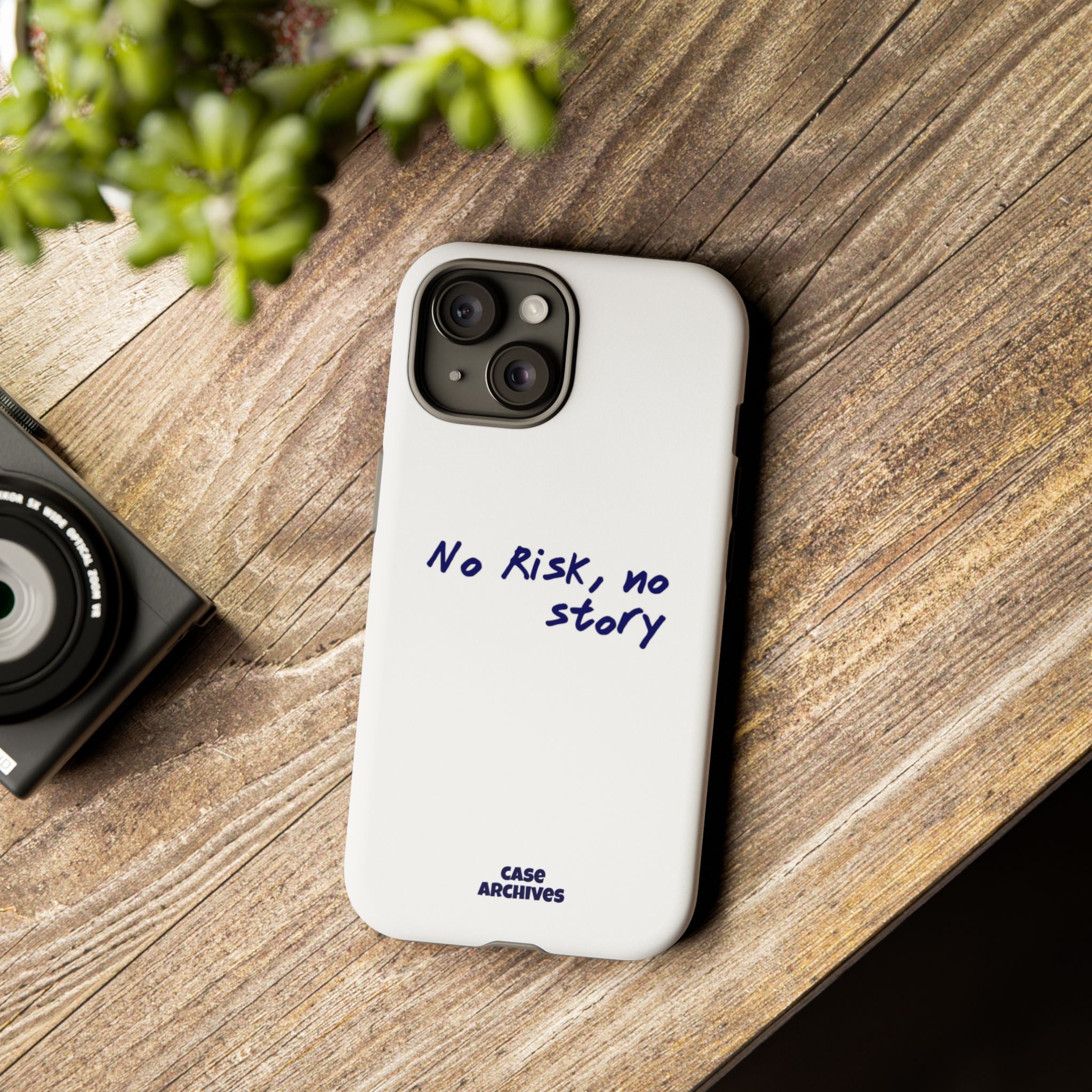 Phone Case — "No Risk, No Story" Minimal Motivational Tough Case