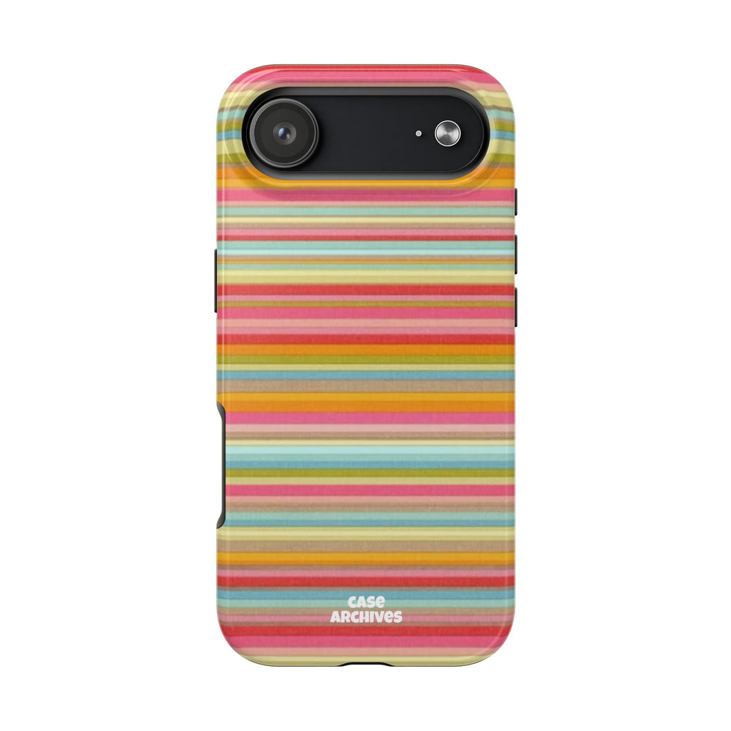 Tough Phone Case — Colorful Retro Striped Protective Cover