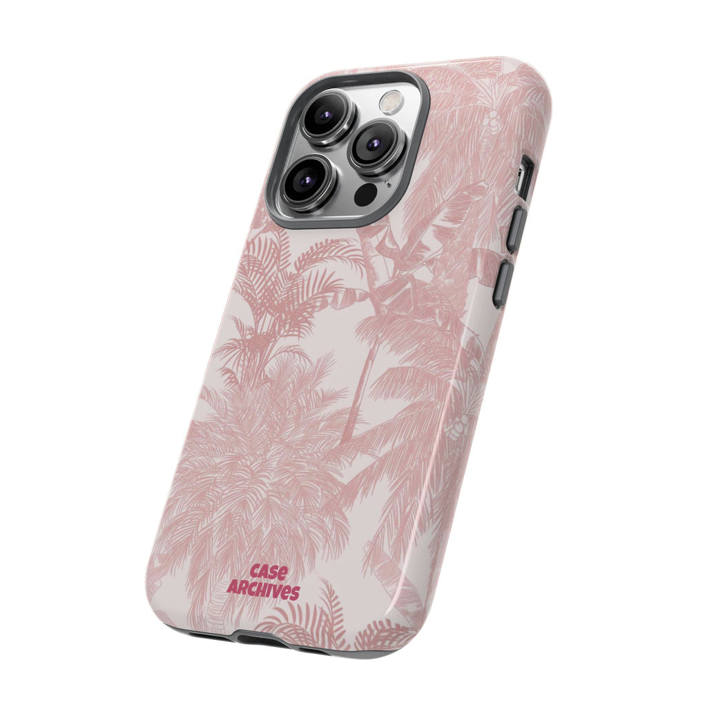 Pink Tropical Palm Tough Phone Case — Protective Floral iPhone Cover