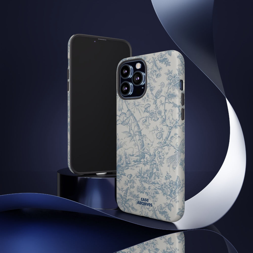 Toile Floral Tough Phone Case — Blue Vintage Botanical iPhone Protection