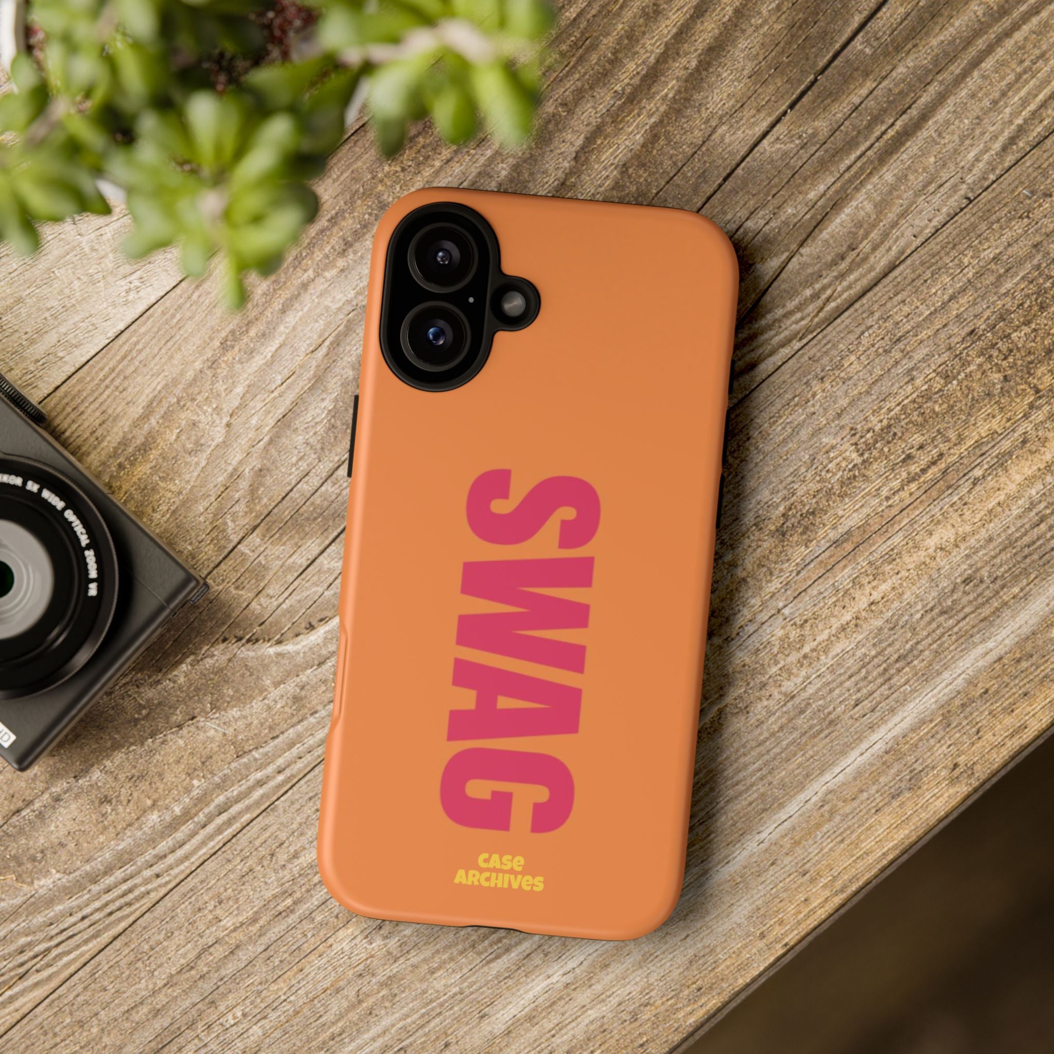 SWAG vertical text Tough Case | orange phone case, bold typography