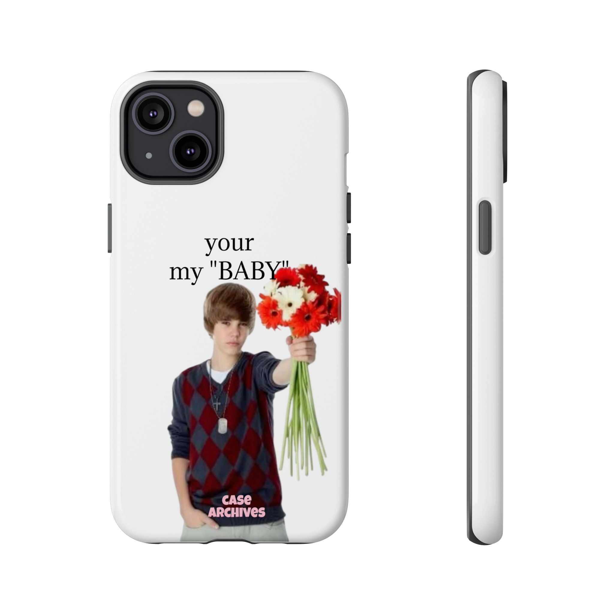 “your my 'BABY'” Justin Retro Photo Floral Design
