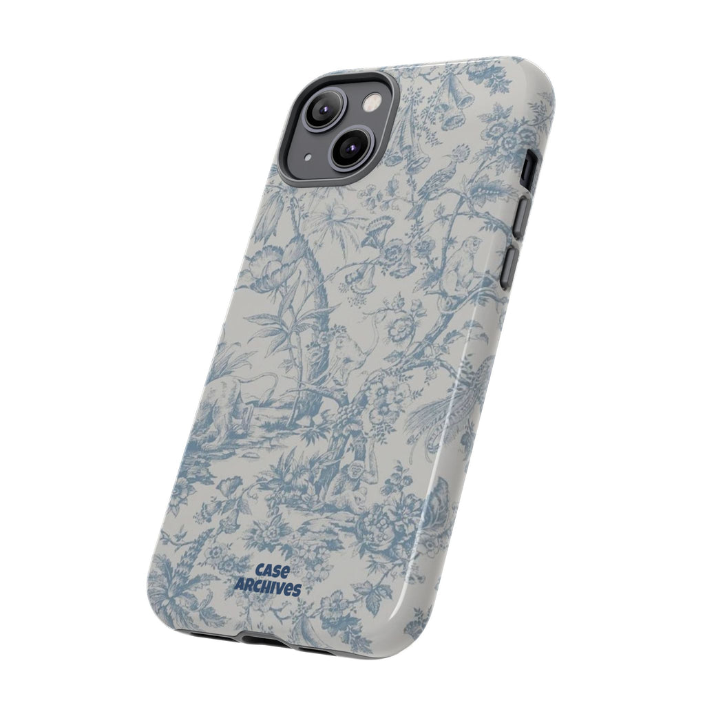 Toile Floral Tough Phone Case — Blue Vintage Botanical iPhone Protection