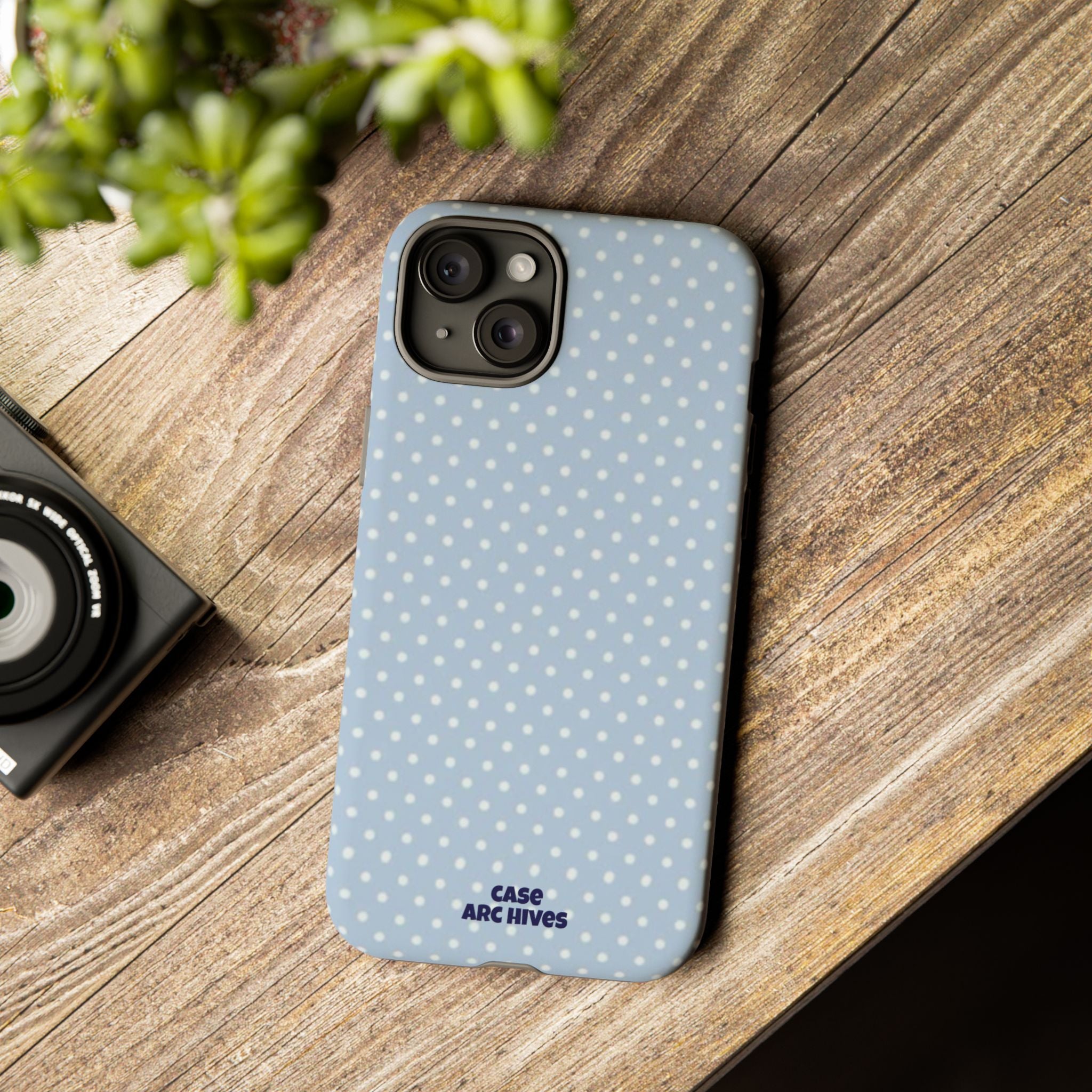 Pastel Blue Polka Dot Tough Phone Case — Protective iPhone Cover