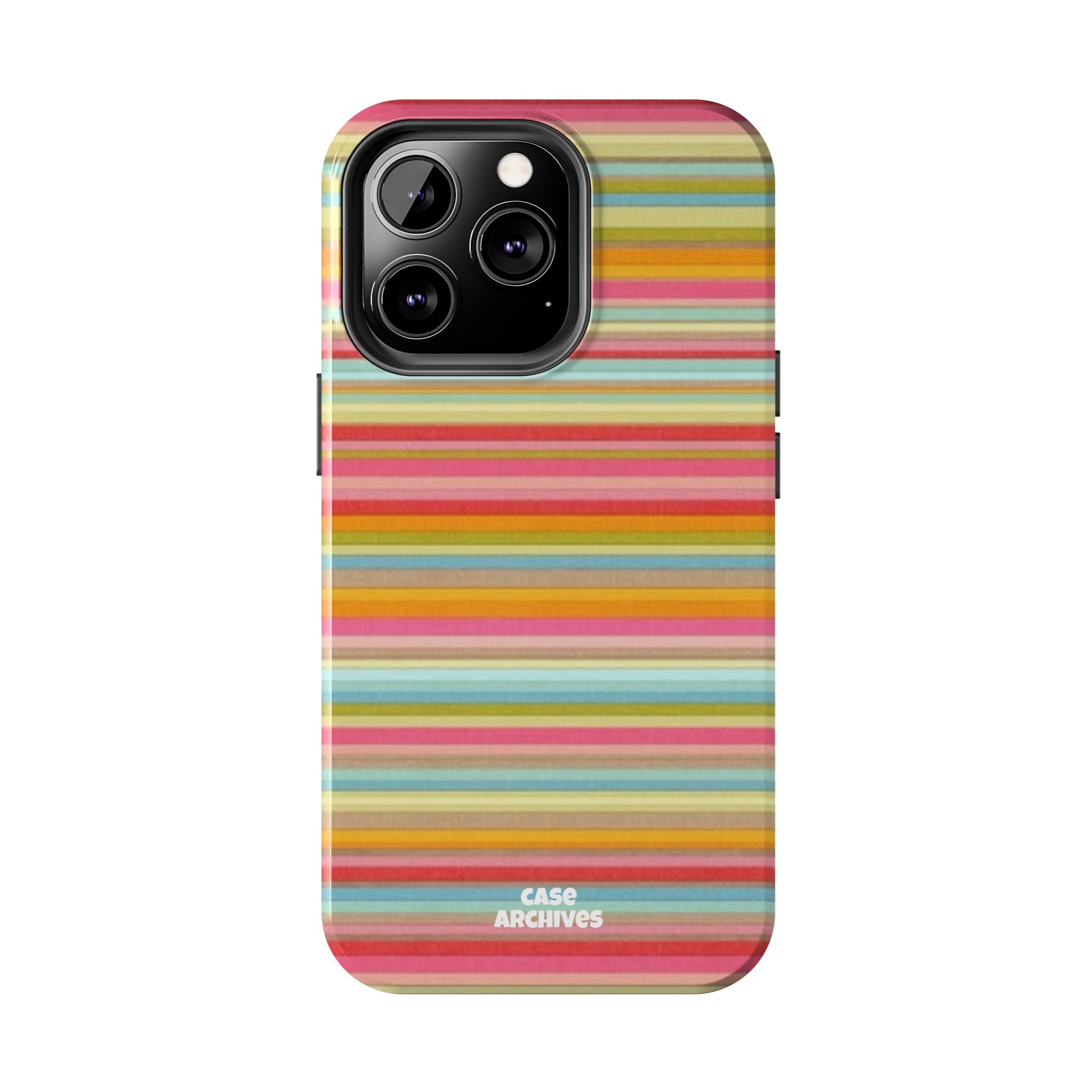 Tough Phone Case — Colorful Retro Striped Protective Cover