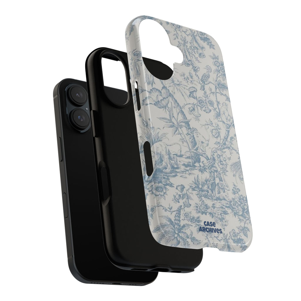Toile Floral Tough Phone Case — Blue Vintage Botanical iPhone Protection