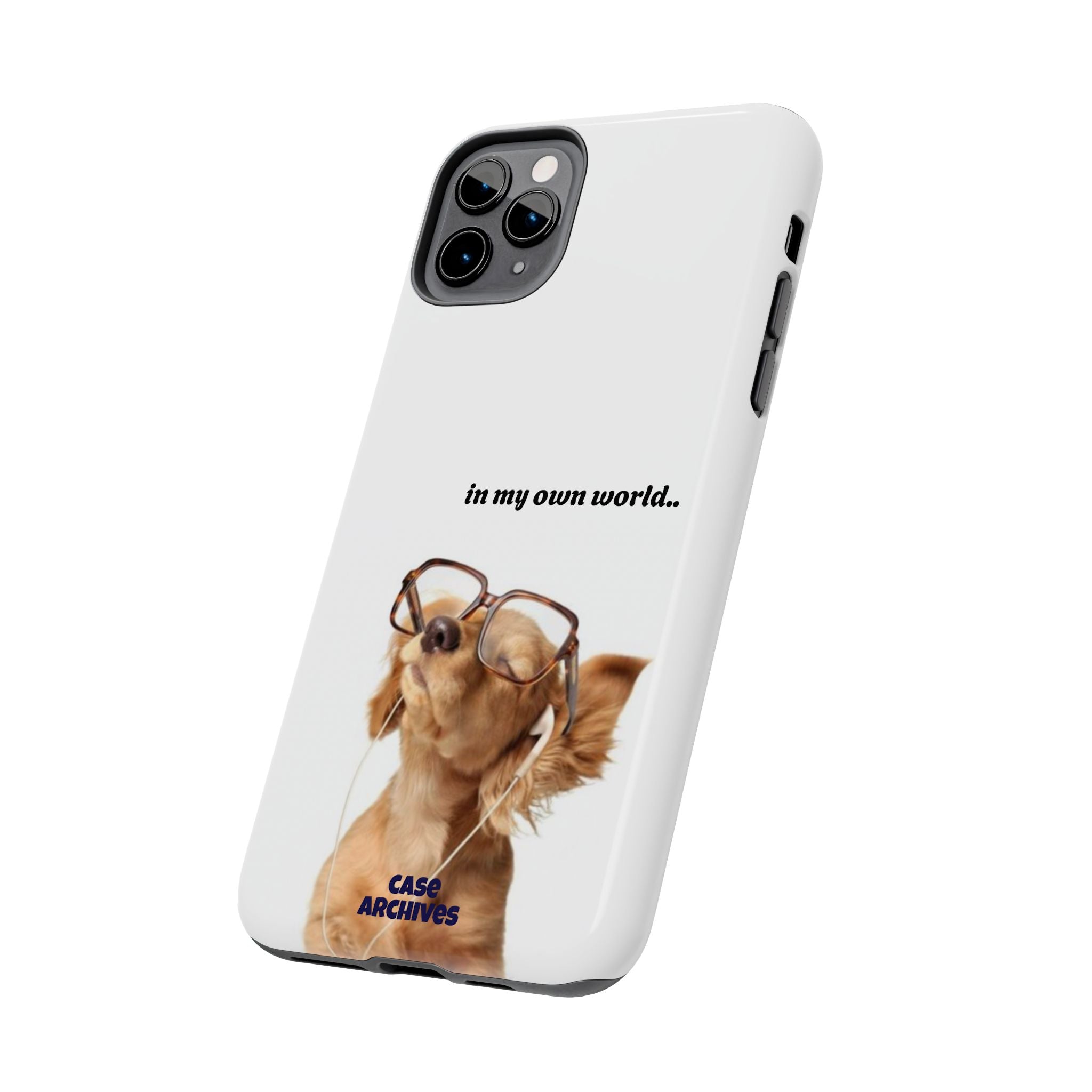 "In My Own World" Cute Dog Design, Durable Protective iPhone Case