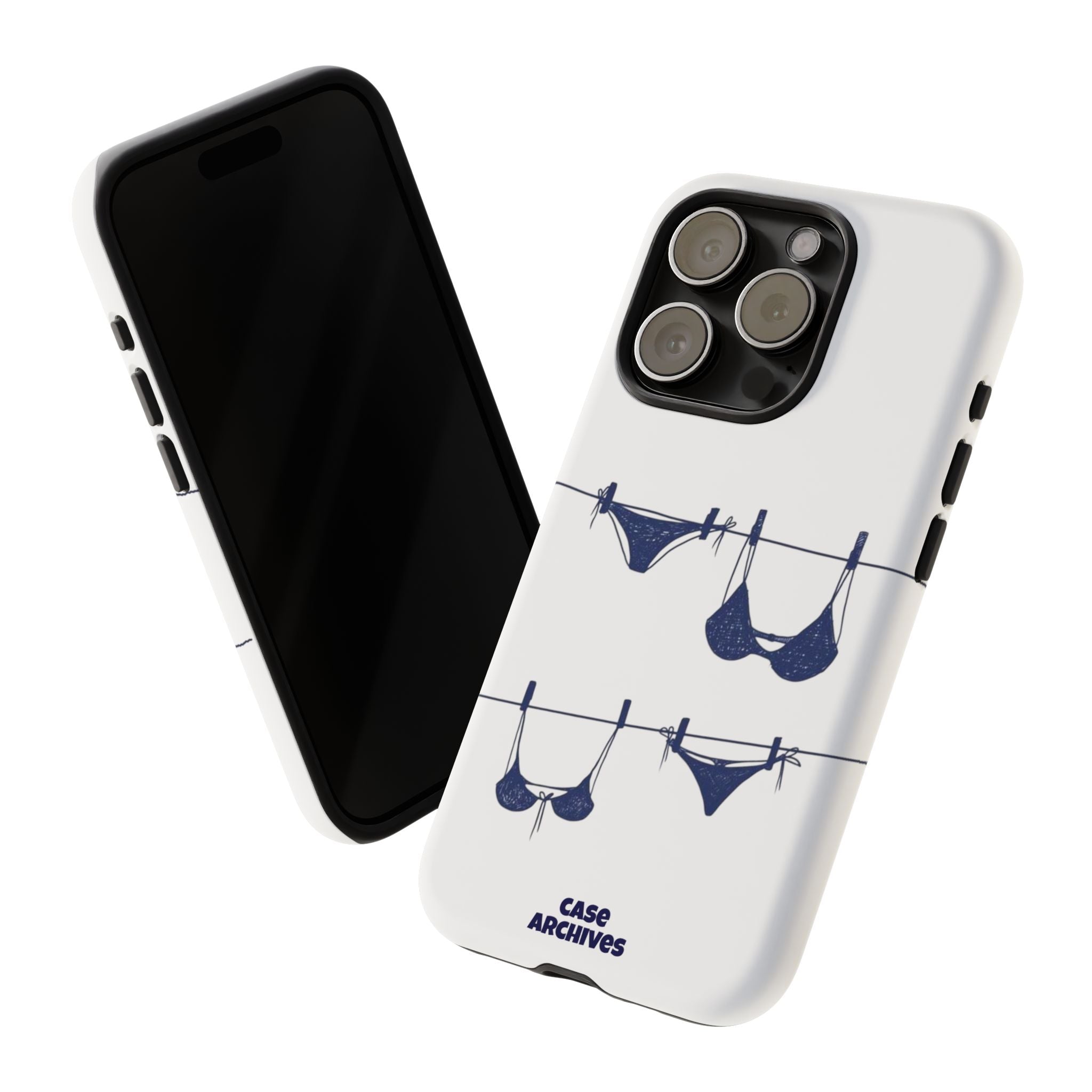 Phone Case — Blue swimsuit Clothesline Illustration Protective Cover