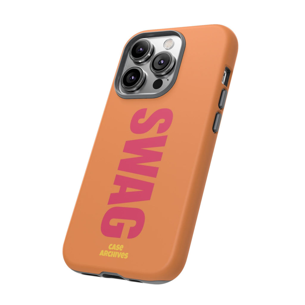 SWAG vertical text Tough Case | orange phone case, bold typography