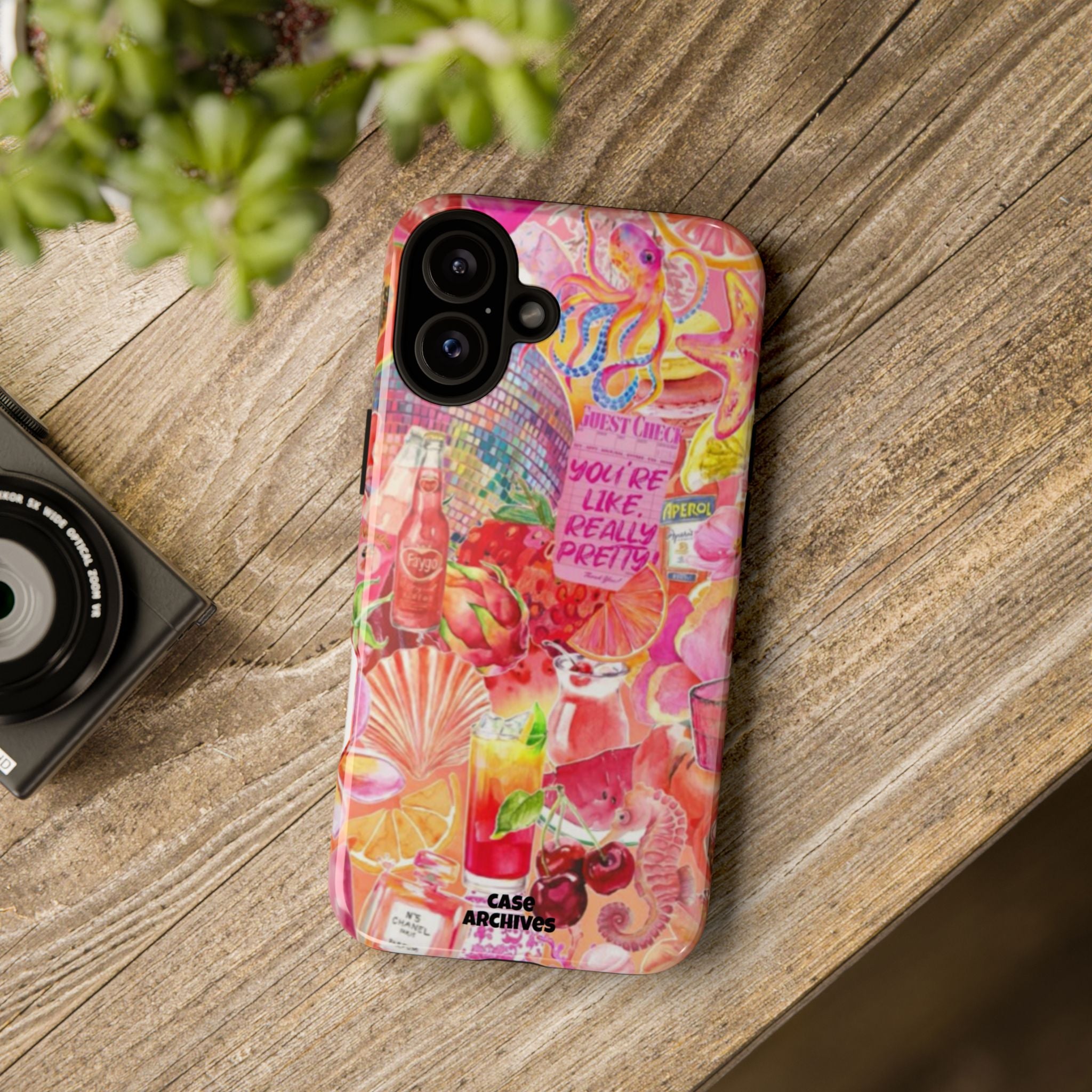 Phone Case — Pink Tropical Collage "You're Like, Really Pretty"