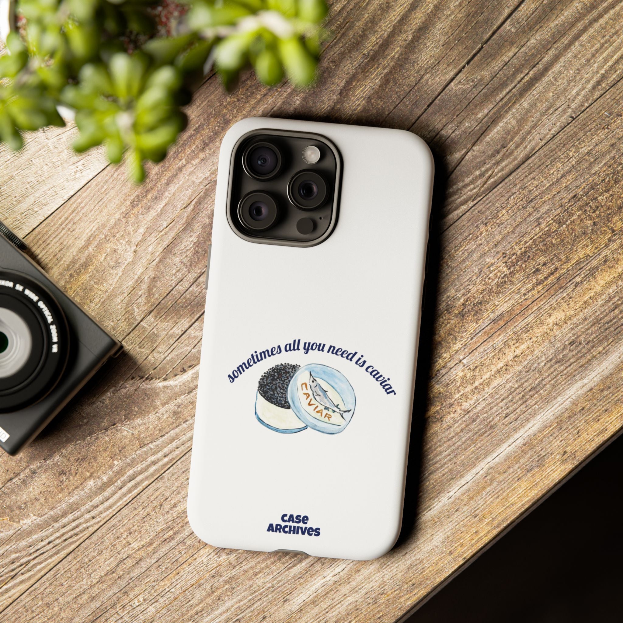 Caviar Illustration Phone Case — "sometimes all you need is caviar" Protective Hard Case
