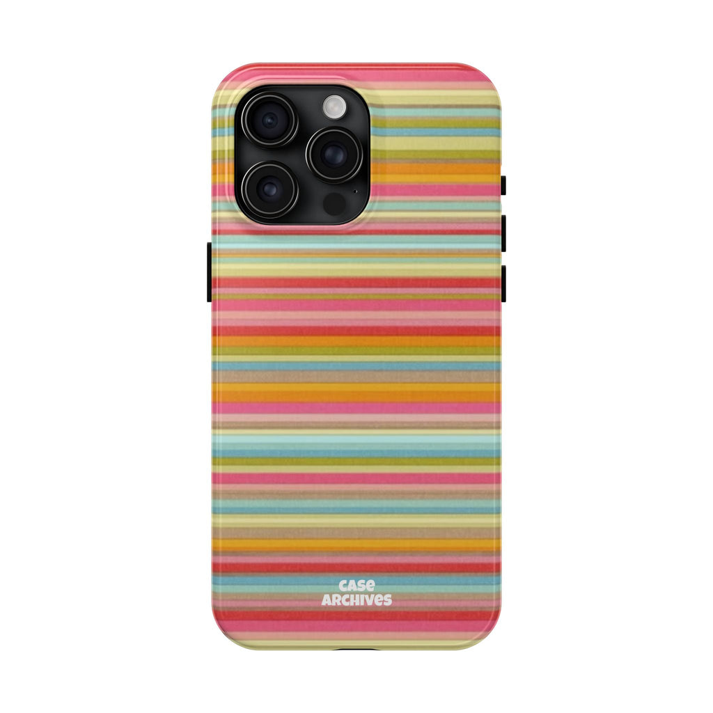 Tough Phone Case — Colorful Retro Striped Protective Cover