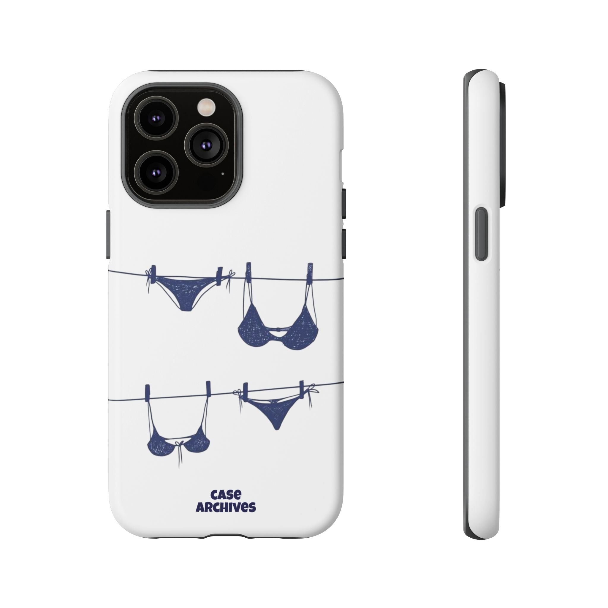 Phone Case — Blue swimsuit Clothesline Illustration Protective Cover