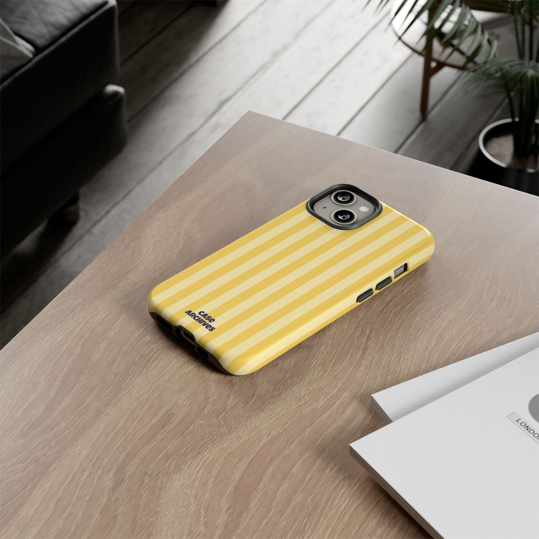 Yellow Striped Tough Phone Case – Durable Protective Cover (Case Archives)