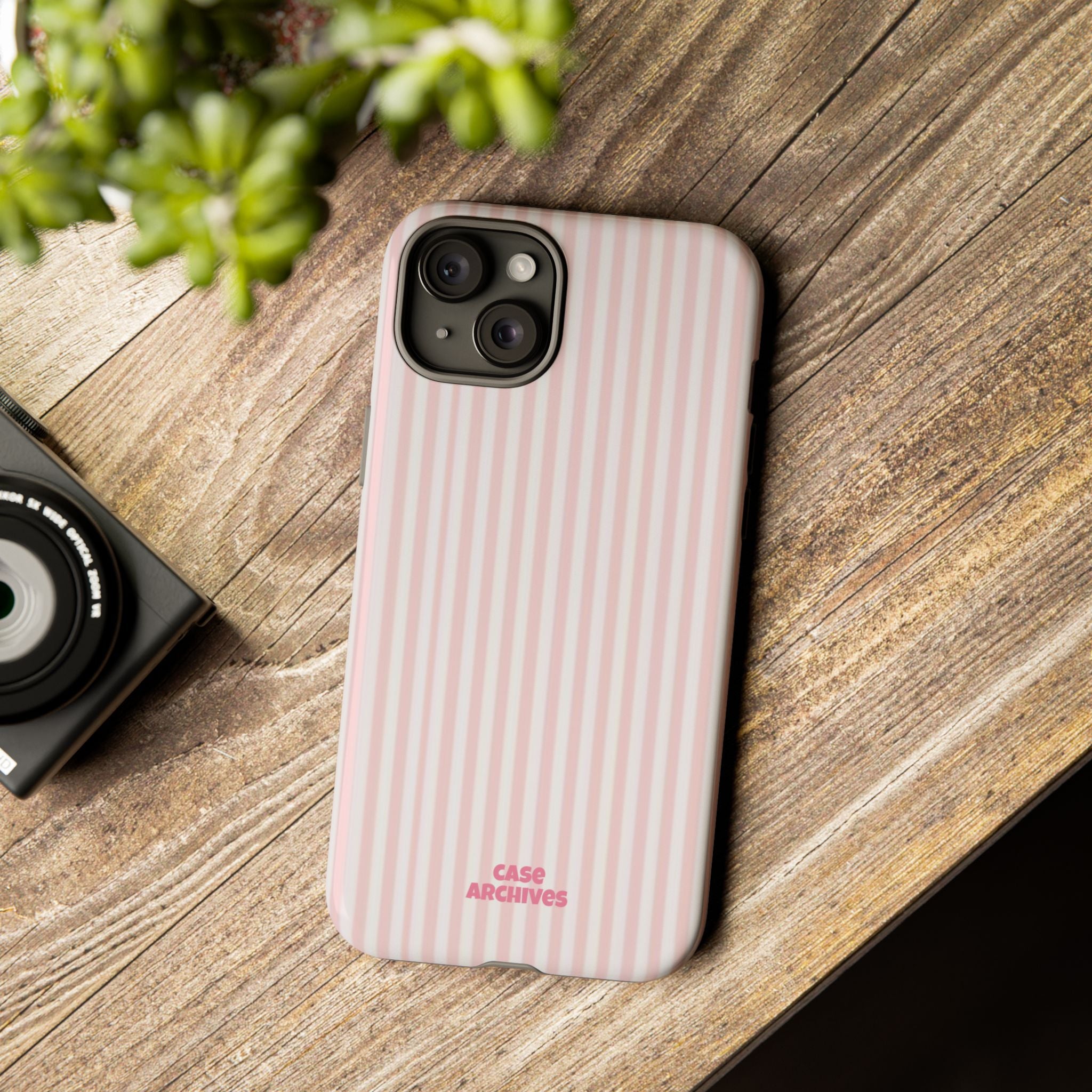 Pink Pastel Stripe Tough Phone Case — Protective iPhone Cover