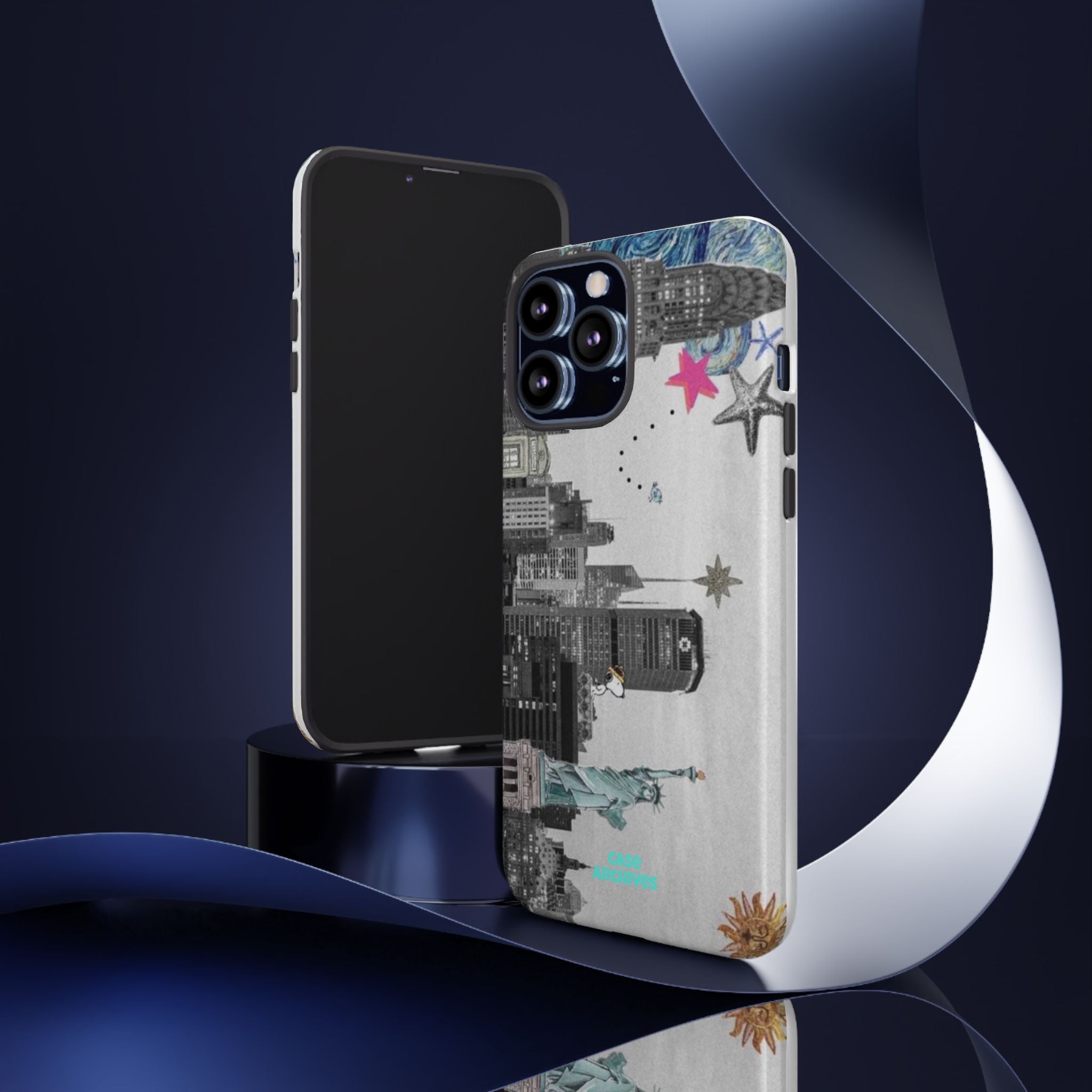 City Skyline Tough Phone Case – Statue of Liberty Urban Art Protective Cover