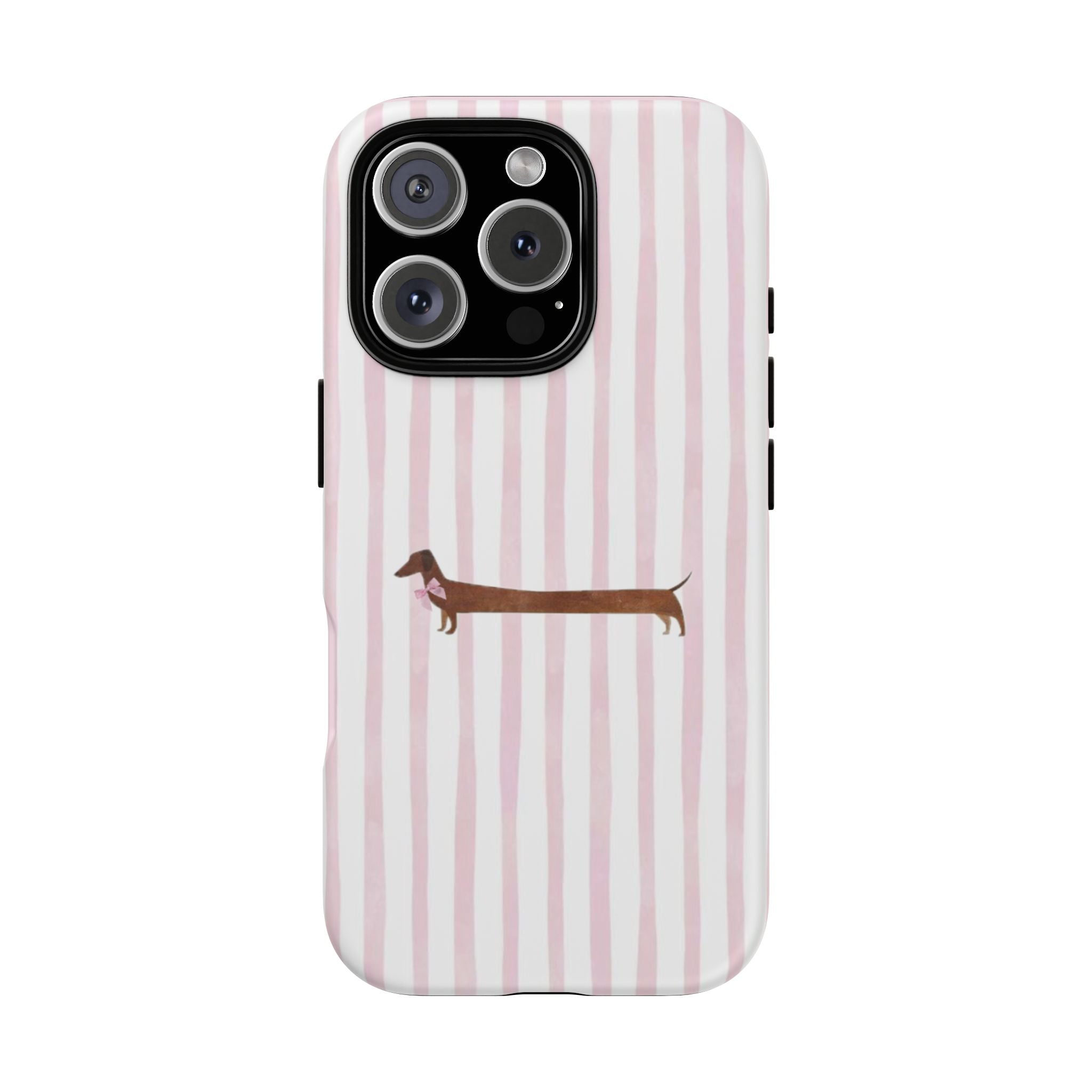 Dachshund Stripe Phone Case — Cute Pink Wiener Dog Protective Case