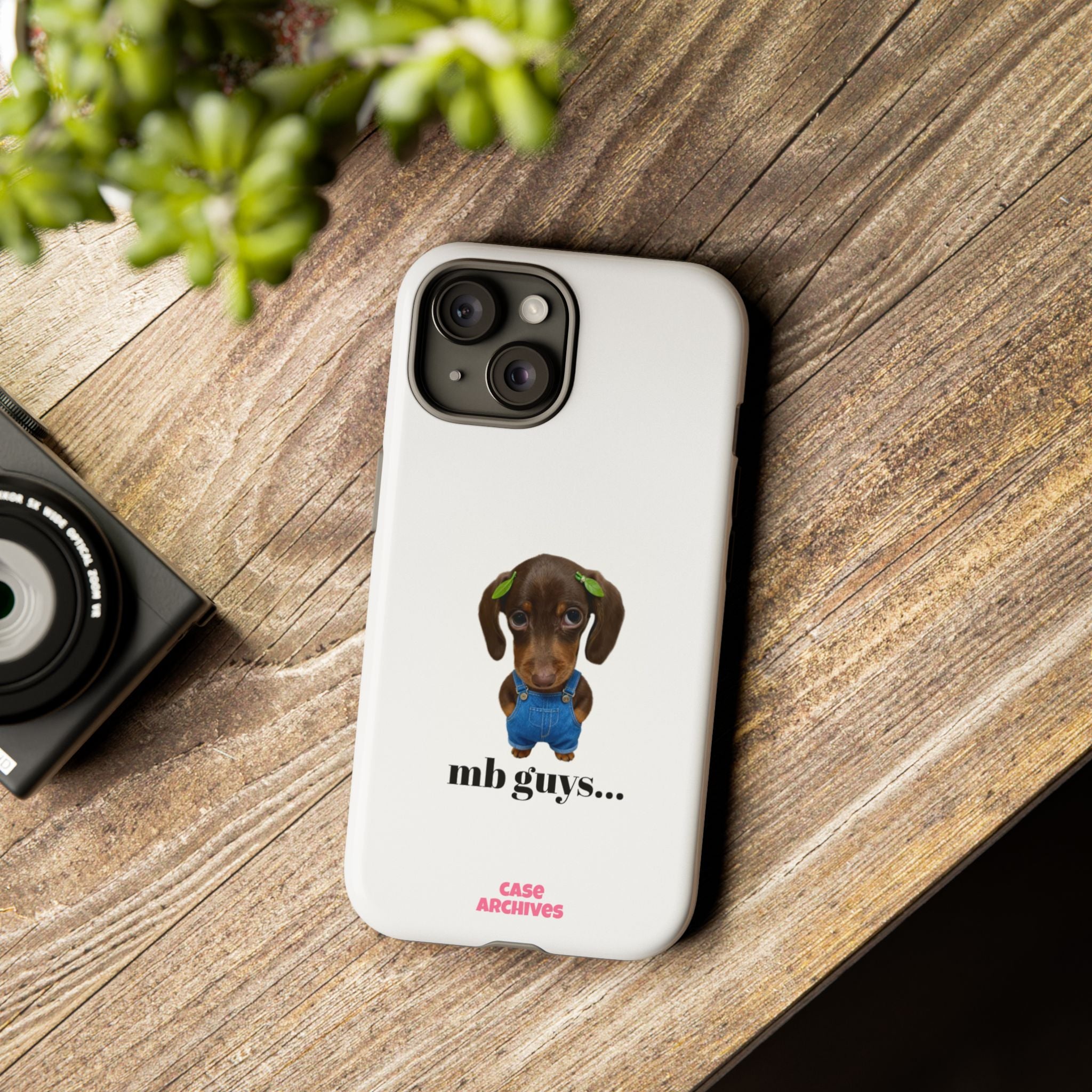 Phone Case — Cute Dachshund Puppy Design with 'nb guys...' Text