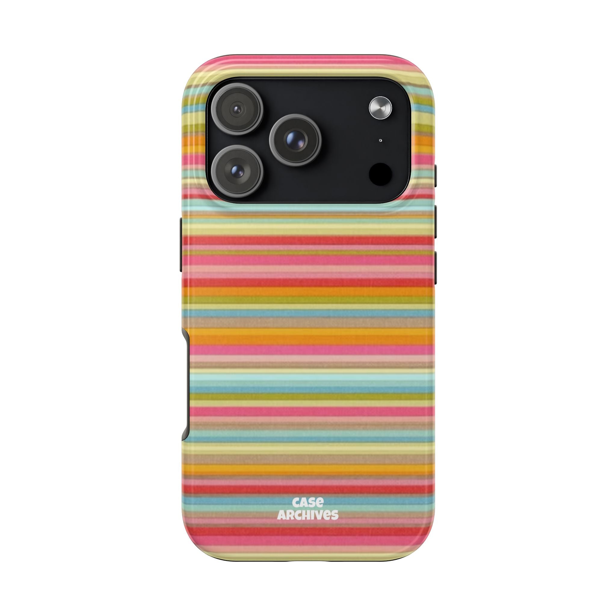 Tough Phone Case — Colorful Retro Striped Protective Cover