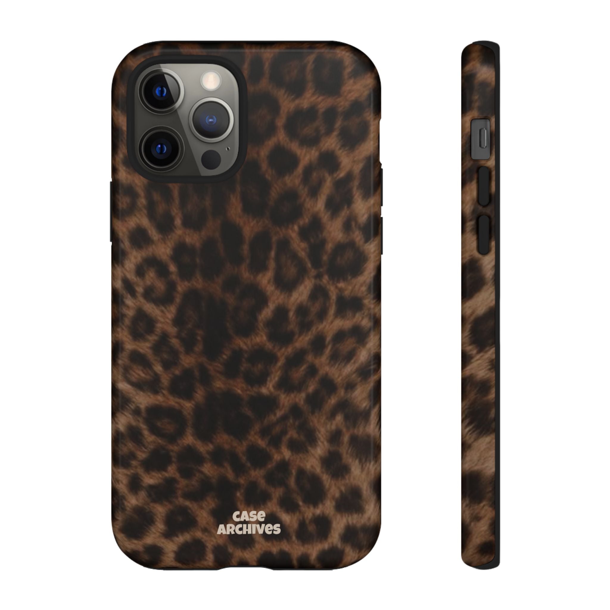 Leopard Print Phone Case — Protective Tough Case with Brown Animal Print