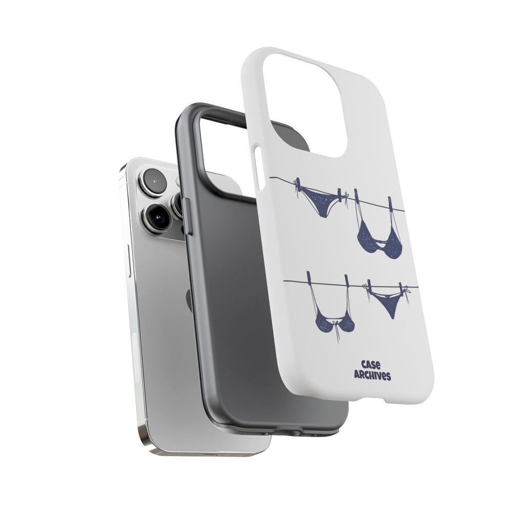 Phone Case — Blue swimsuit Clothesline Illustration Protective Cover