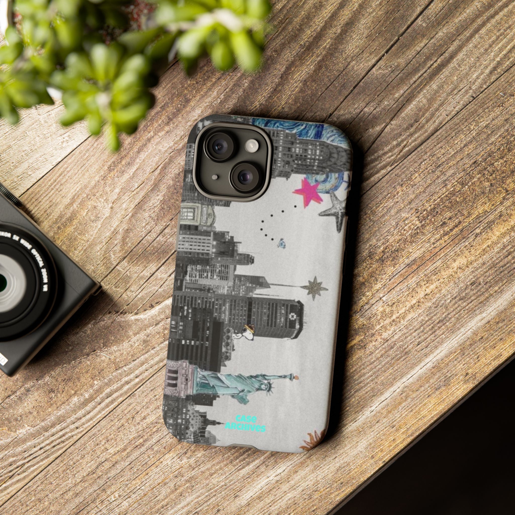 City Skyline Tough Phone Case – Statue of Liberty Urban Art Protective Cover