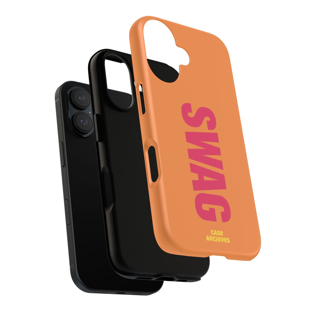 SWAG vertical text Tough Case | orange phone case, bold typography