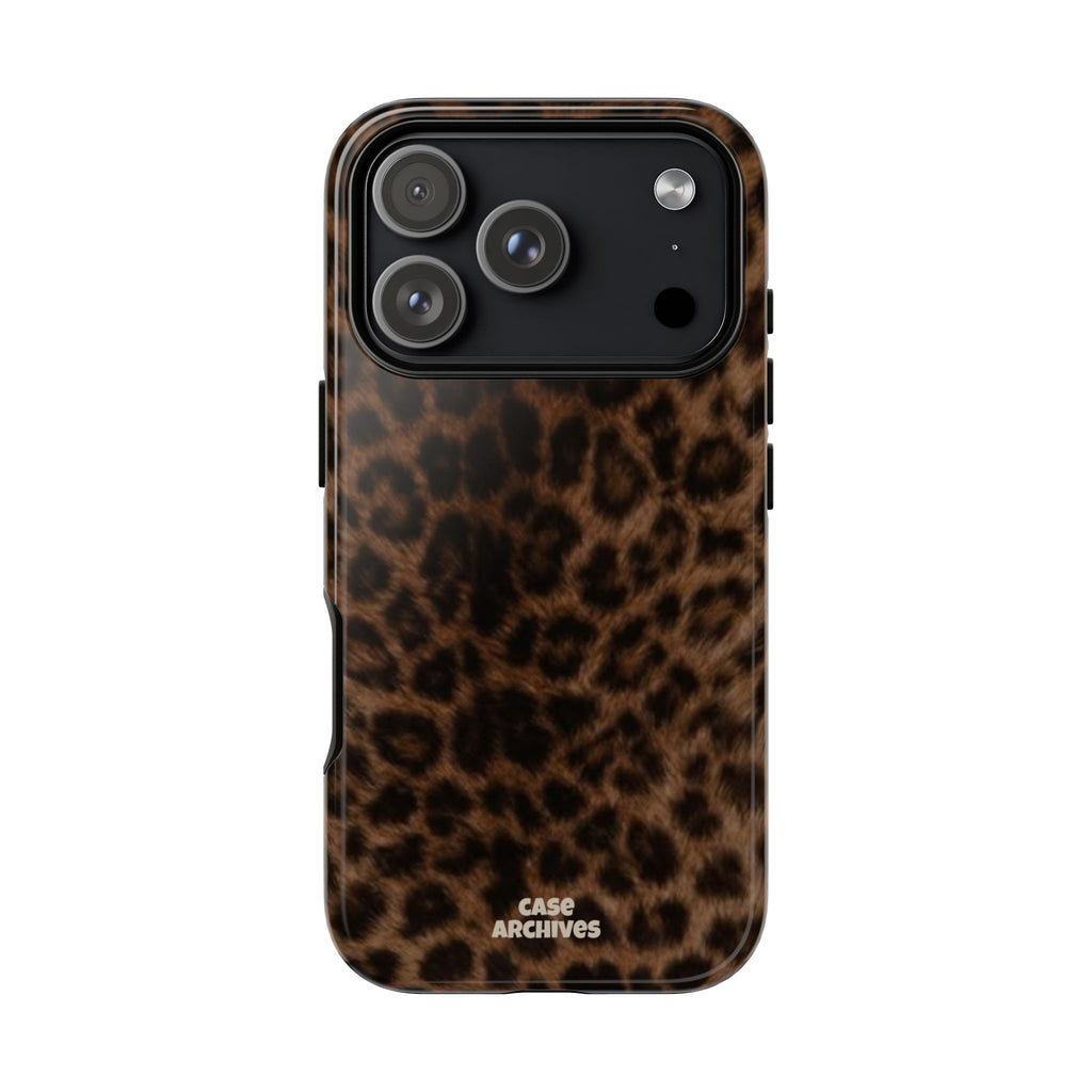 Leopard Print Phone Case — Protective Tough Case with Brown Animal Print