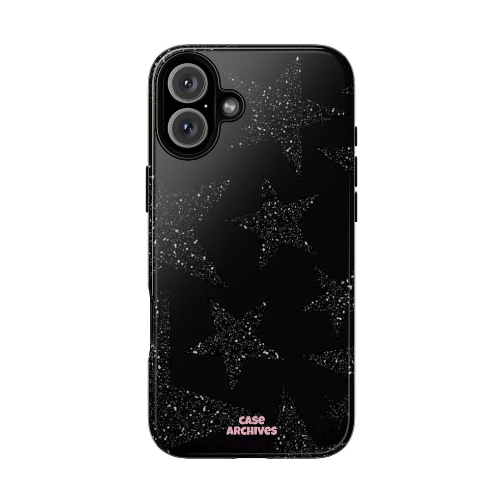 Glitter Star Tough Case — Black Sparkle Phone Protection