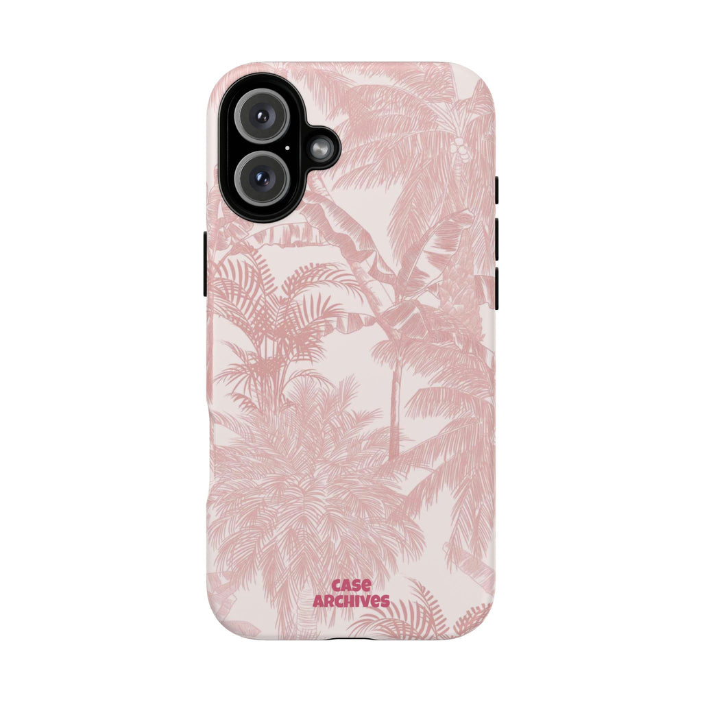 Pink Tropical Palm Tough Phone Case — Protective Floral iPhone Cover