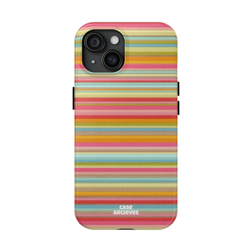 Tough Phone Case — Colorful Retro Striped Protective Cover