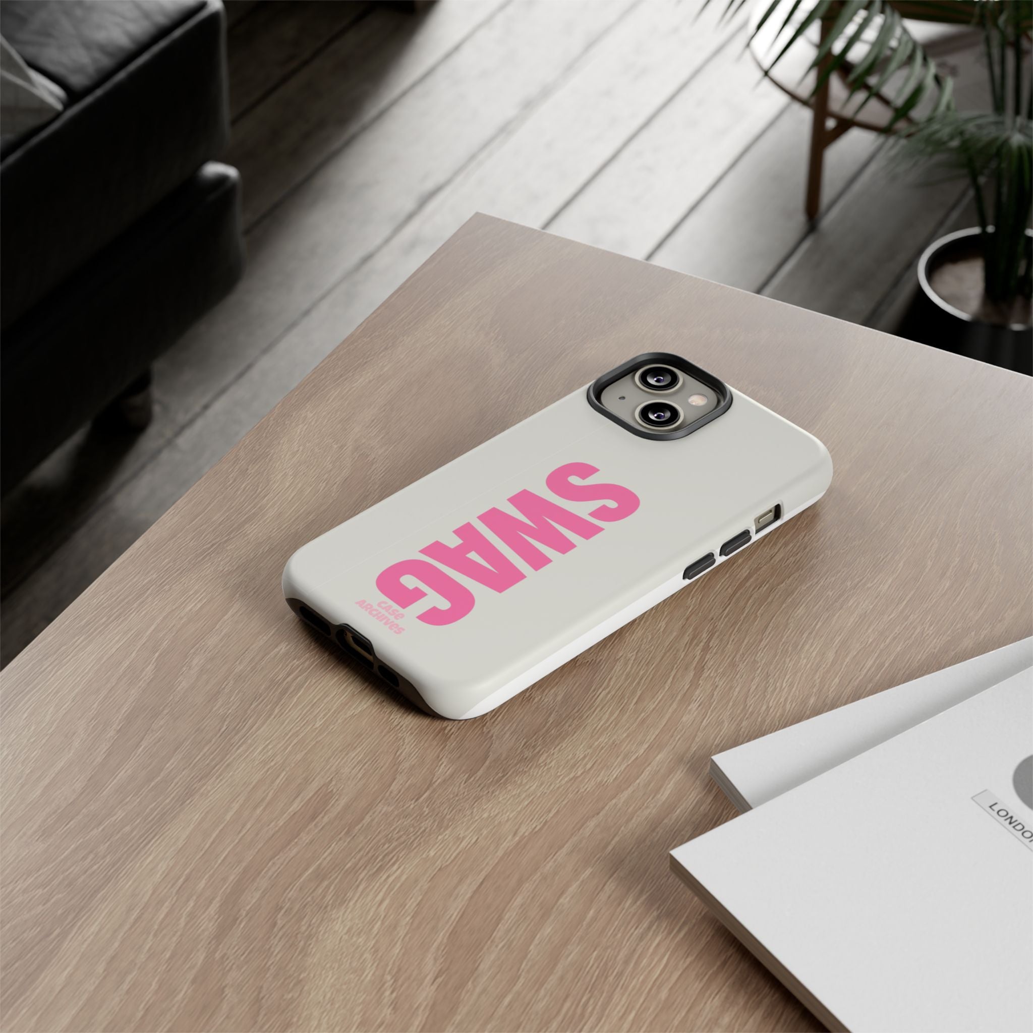 SWAG Phone Case — Bold Pink Vertical Text Tough Case