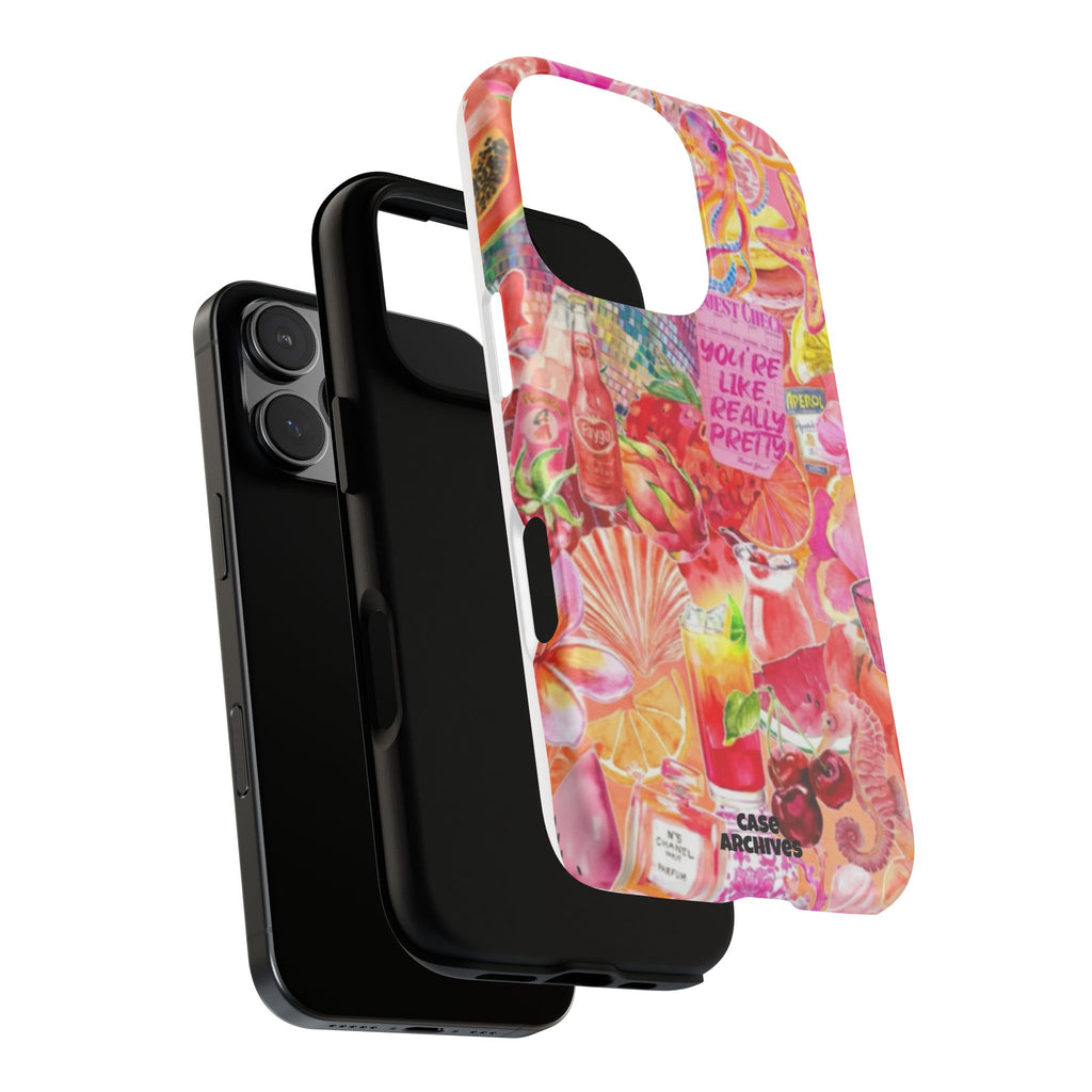 Phone Case — Pink Tropical Collage "You're Like, Really Pretty"