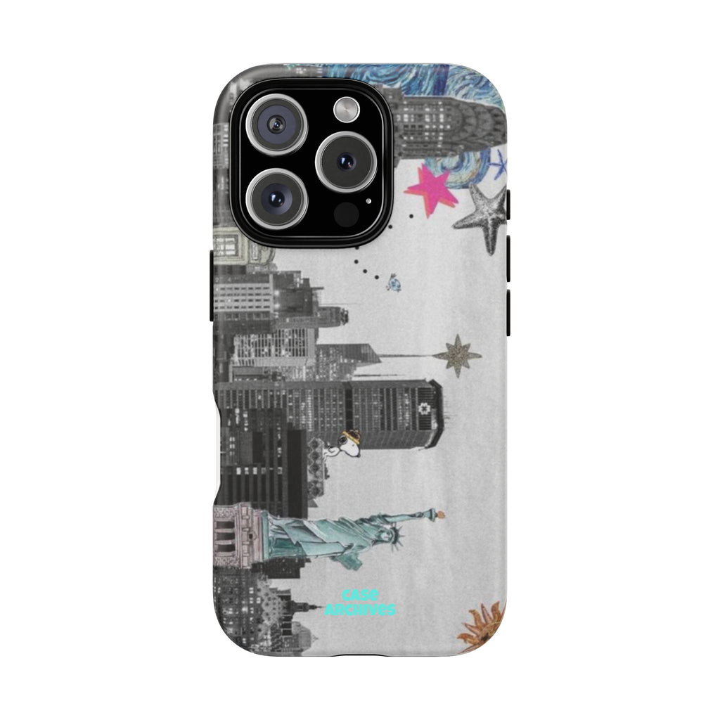 City Skyline Tough Phone Case – Statue of Liberty Urban Art Protective Cover