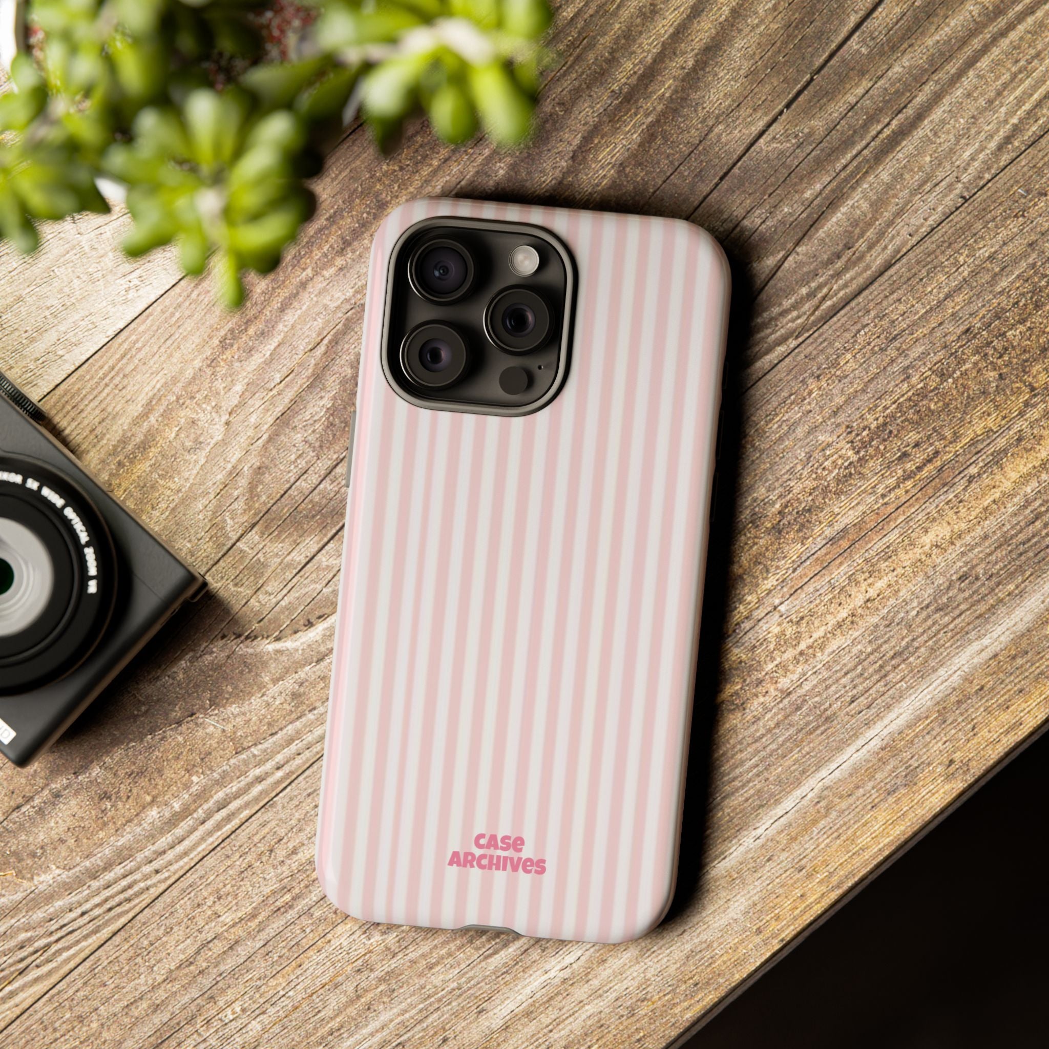 Pink Pastel Stripe Tough Phone Case — Protective iPhone Cover