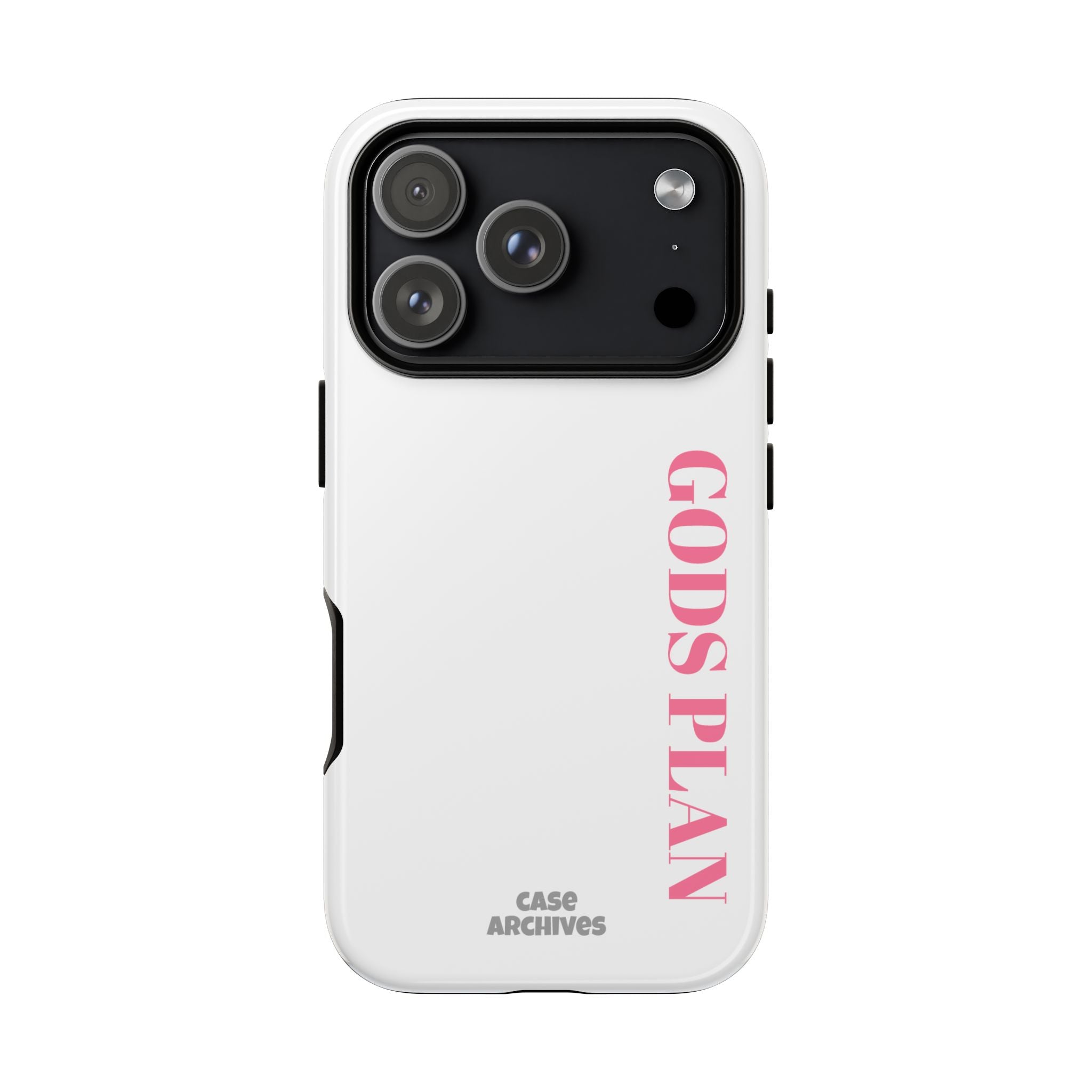 Phone Case — GODS PLAN Vertical Pink Text Religious iPhone Cover