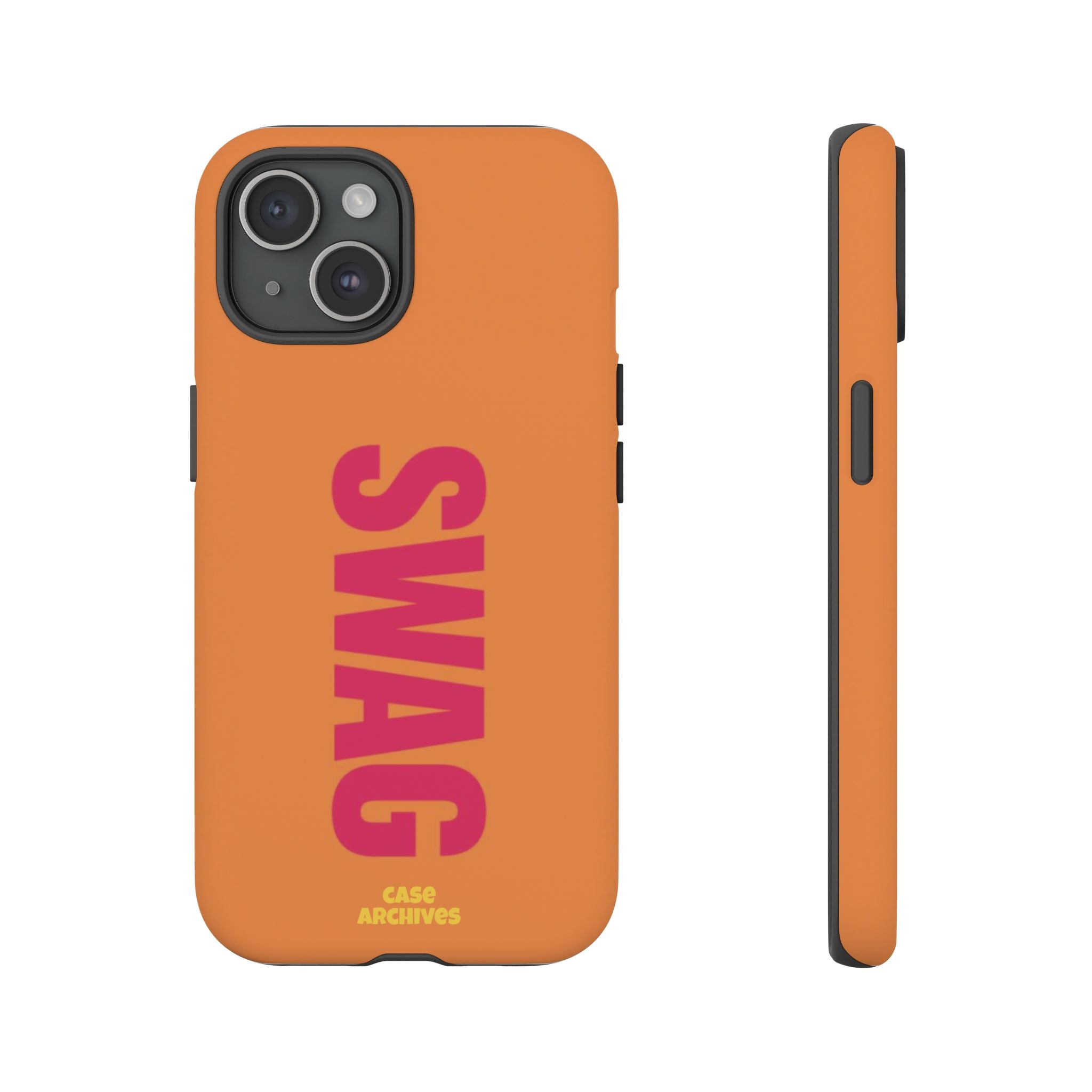 SWAG vertical text Tough Case | orange phone case, bold typography