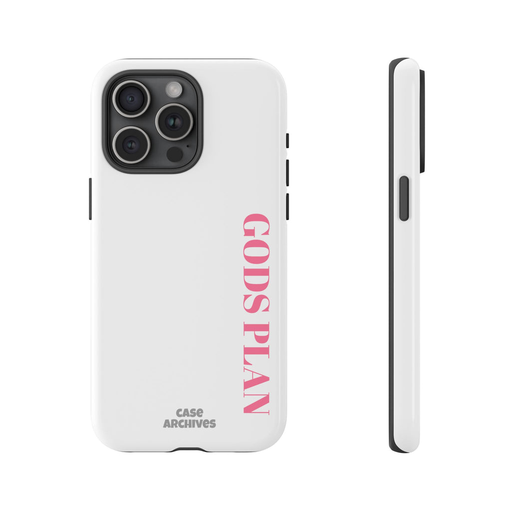 Phone Case — GODS PLAN Vertical Pink Text Religious iPhone Cover