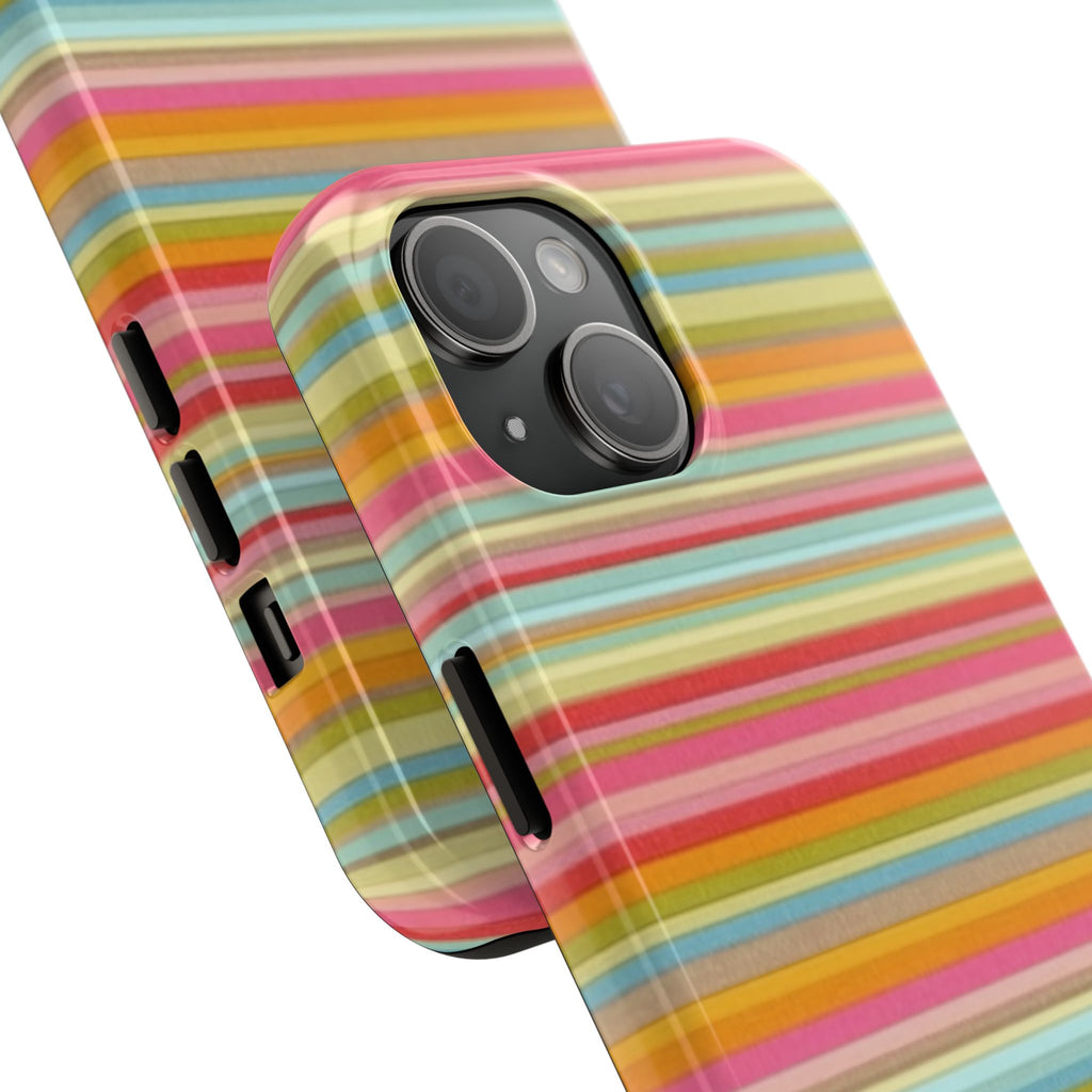Tough Phone Case — Colorful Retro Striped Protective Cover