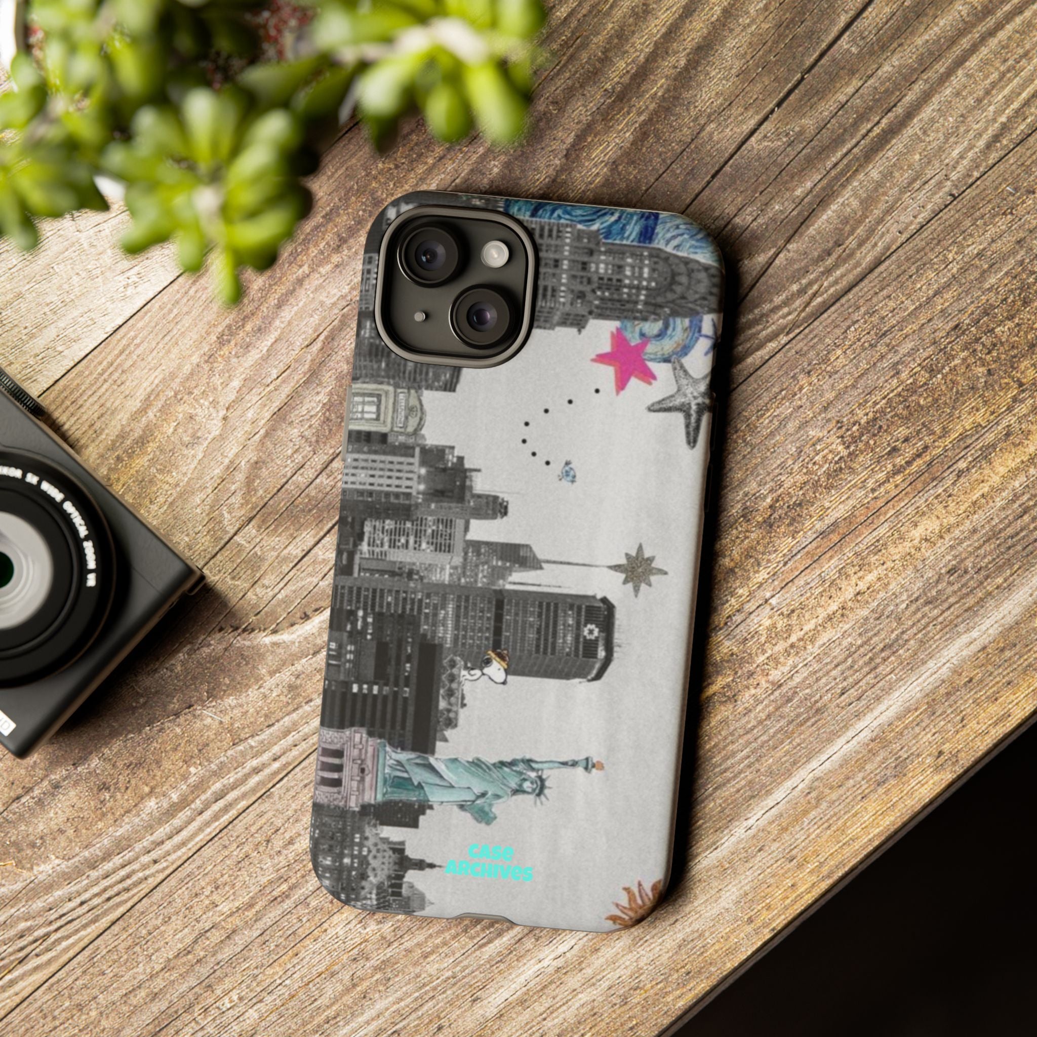 City Skyline Tough Phone Case – Statue of Liberty Urban Art Protective Cover