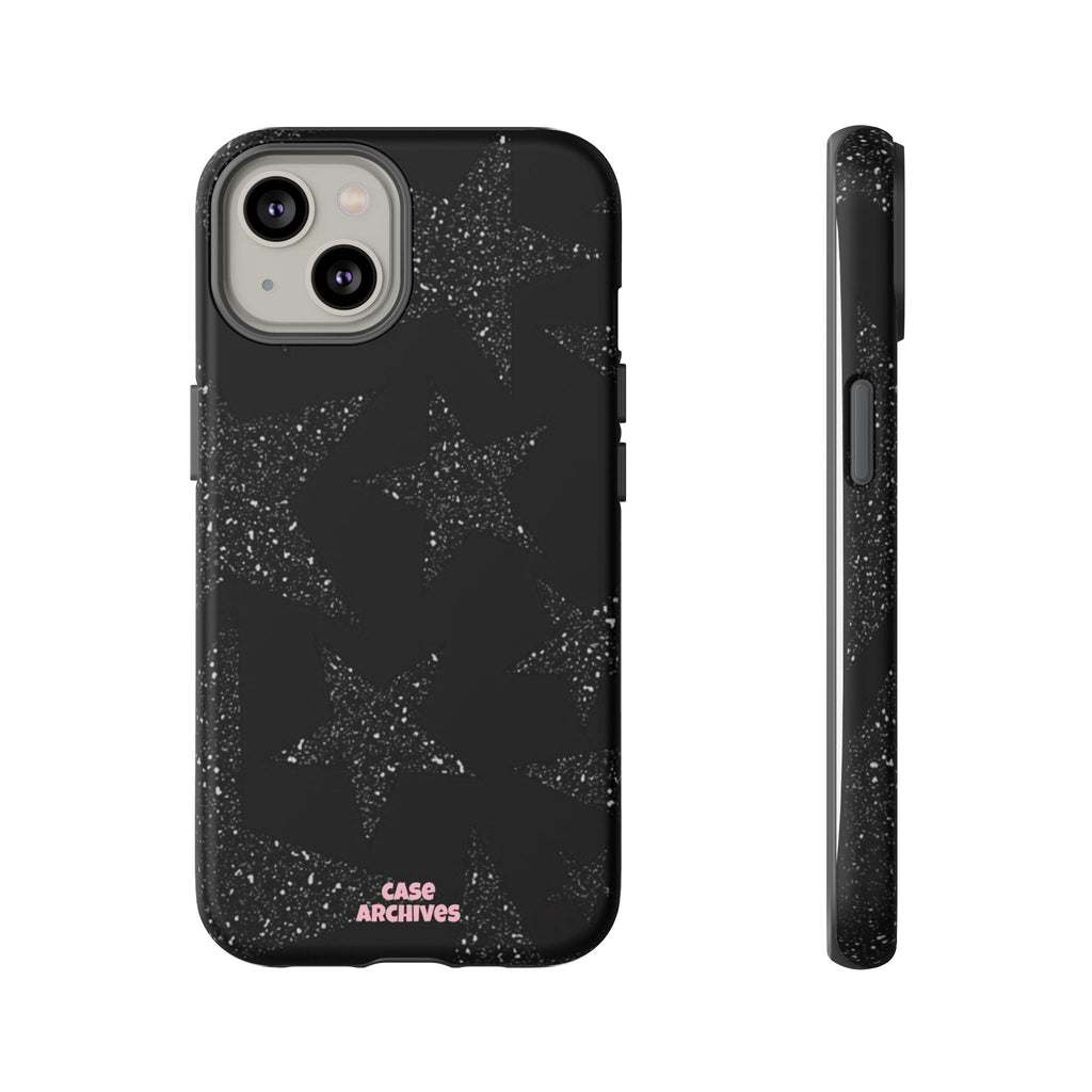 Glitter Star Tough Case — Black Sparkle Phone Protection