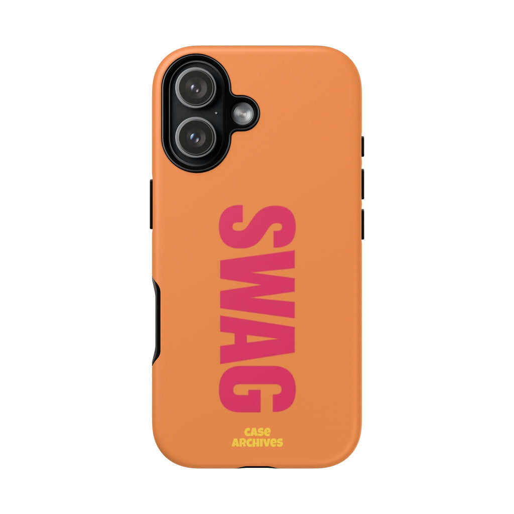 SWAG vertical text Tough Case | orange phone case, bold typography