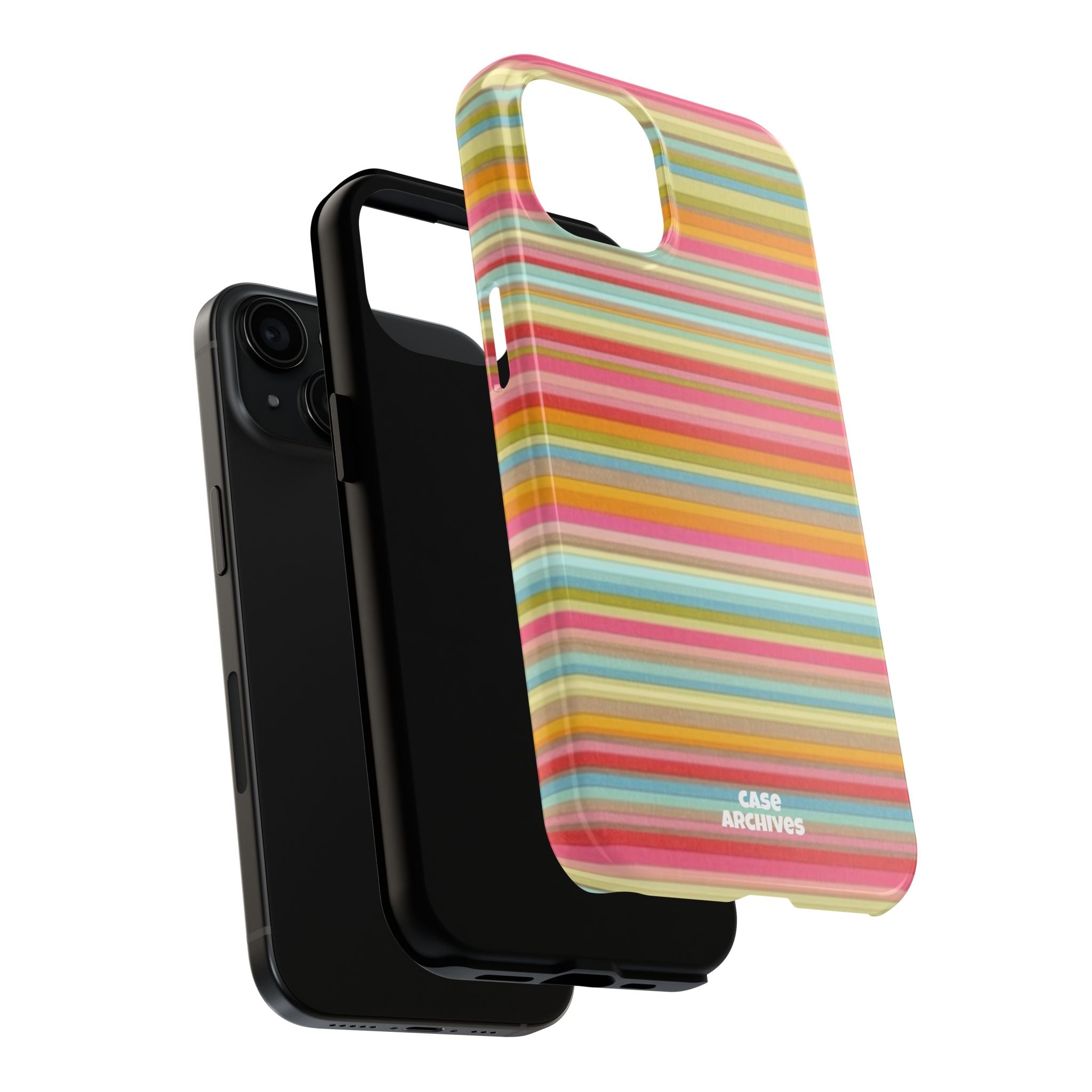 Tough Phone Case — Colorful Retro Striped Protective Cover